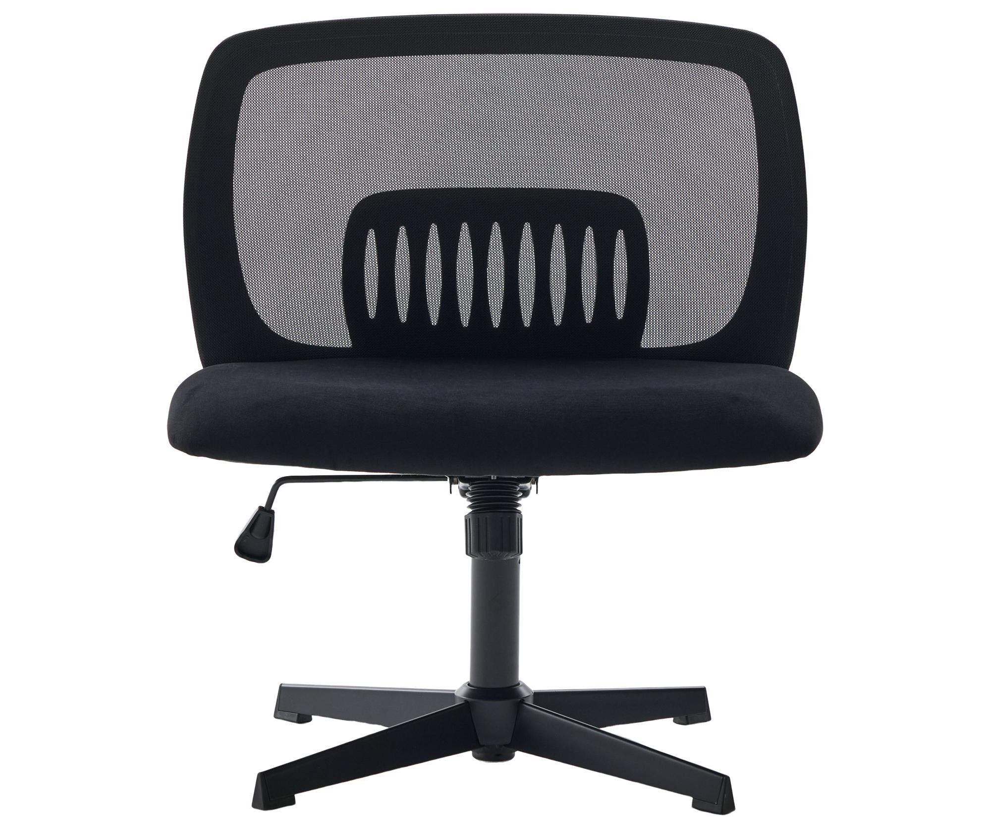 LVHOM Bürostuhl Armloser Drehstuhl, 61cm Breitsitz(jeder Körpertyp), Höhenverstellbar (360°drehbar, 20°neigbar Wippfunktion, gekreuzten Beinen. Ergonomisch, Wählbar zwischen Mesh(atmungsaktiv)-/ Velours(Winterkomfort)-Bezug, mit Stahlbeinen in Schwarz/Weiß. Bis 200kg, Rückendruckentlastung durch U-Form), Schneidersitz. Für Make-up, Lesen, Gaming, Büro, Homeoffice, Leseecke