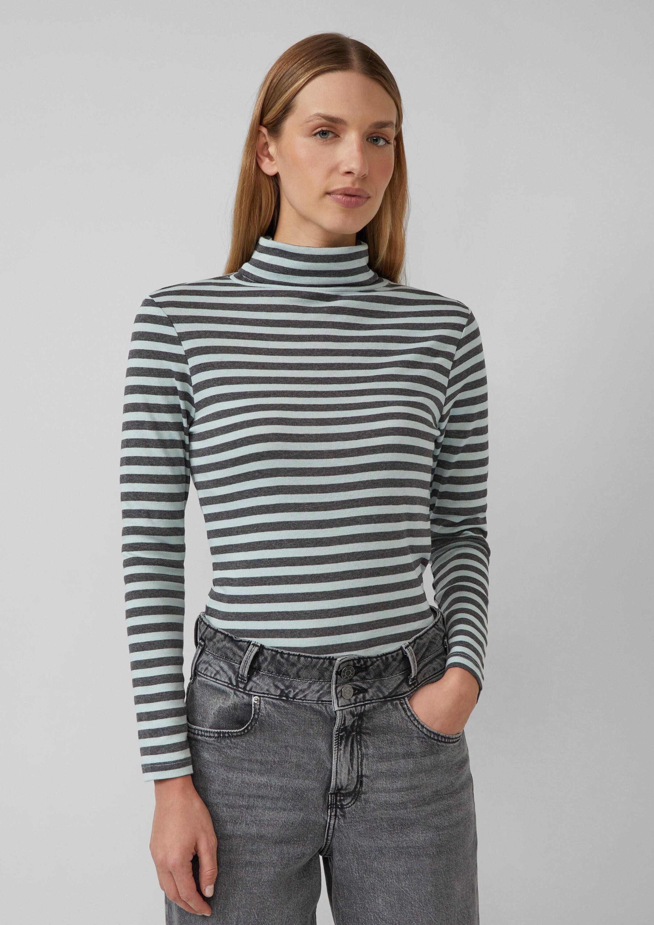 s.Oliver Langarmshirt T-Shirt Gestreiftes Longsleeve im Slim Fit mit Rollkr günstig online kaufen