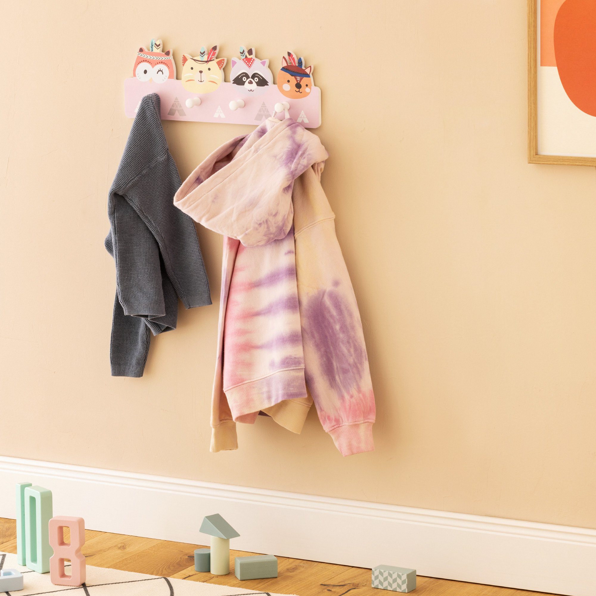 Navaris Garderobenleiste Garderobe für Kinderzimmer - mit Tier-Design und 4 günstig online kaufen