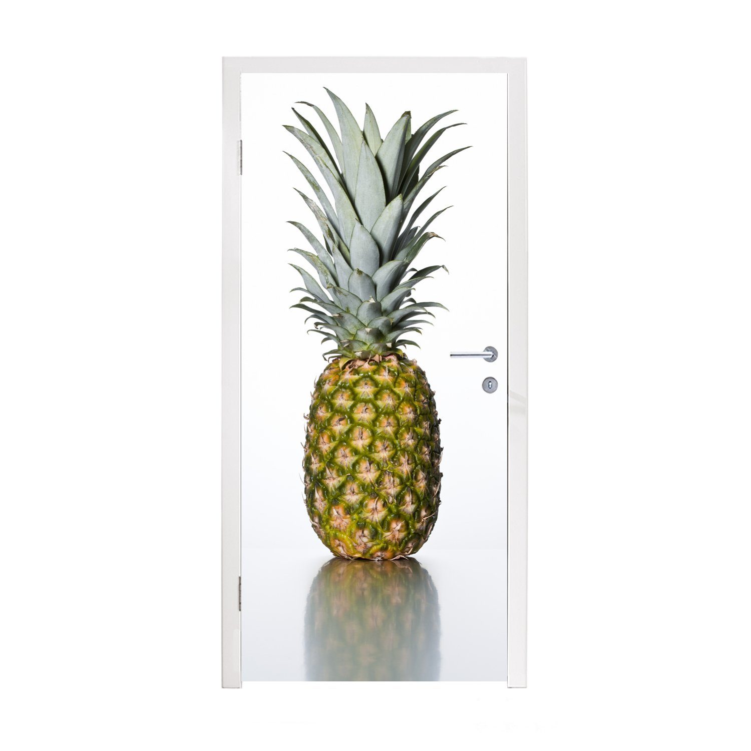 MuchoWow Türtapete Ananas - Reflexion - Weiß, Matt, bedruckt, (1 St), Fototapete für Tür, Türaufkleber, 75x205 cm