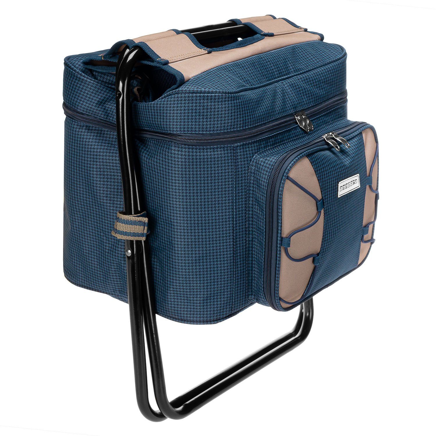 anndora Picknickkorb Campinghocker Pickicktasche blau ohne Partyhocker INhalt stabil extra
