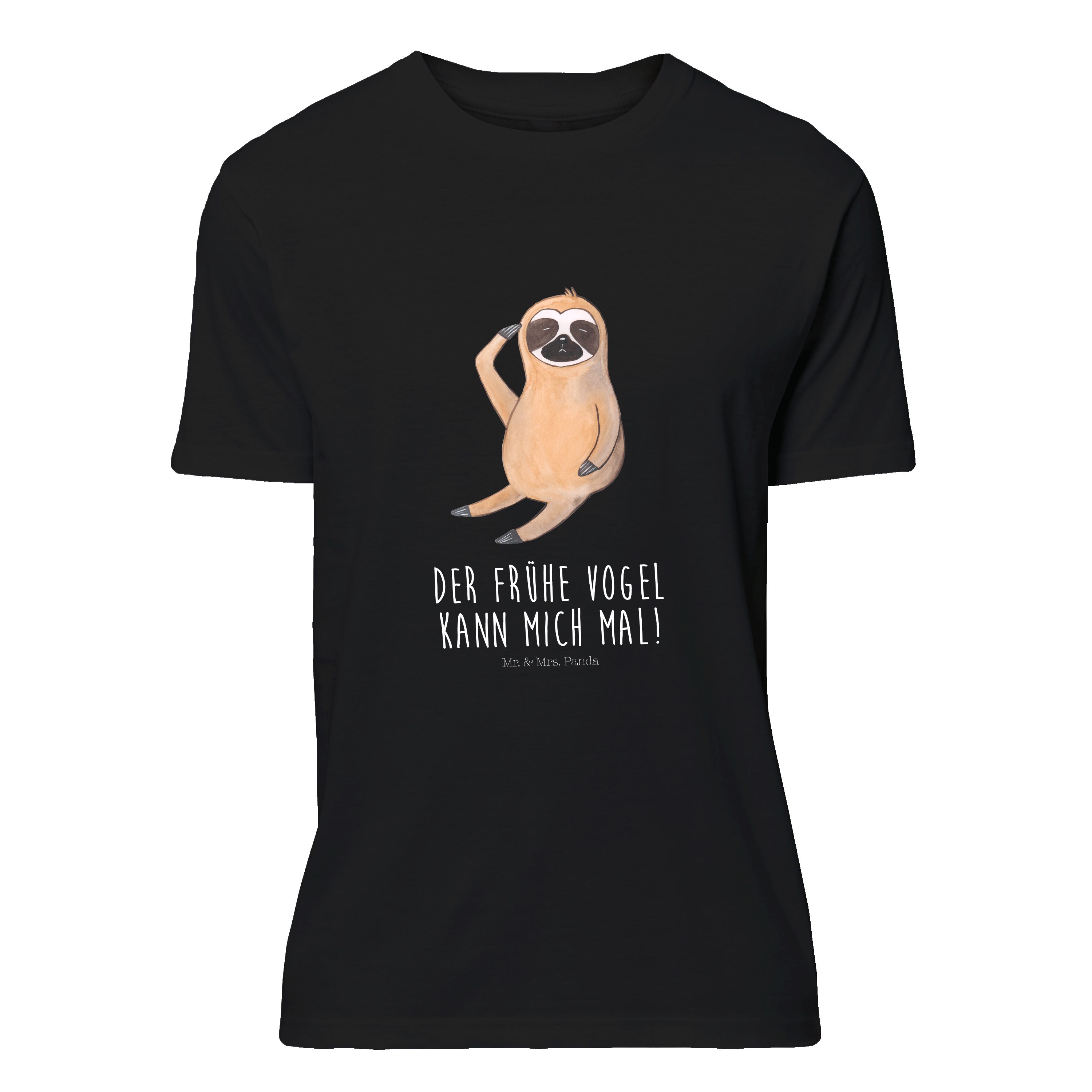 Mr. & Mrs. Panda T-Shirt Faultier Vogel zeigen - Schwarz - Geschenk, T-Shirt, Faultiere, Tshir (1-tlg)