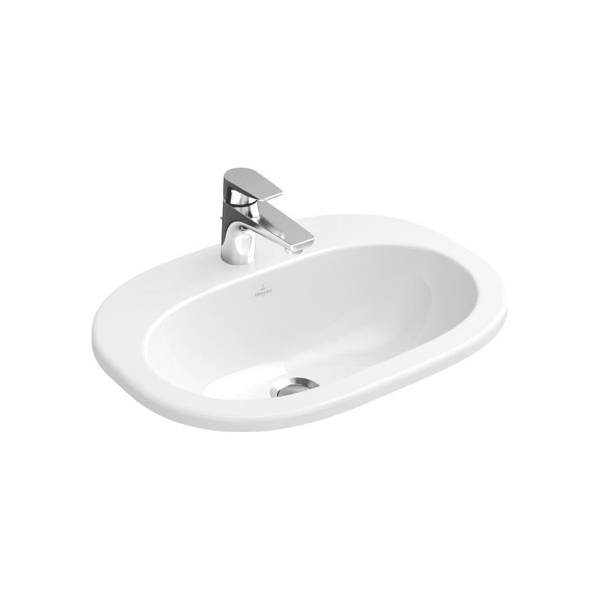 Villeroy & Boch Waschtisch V&B Einbauwaschtisch O.Novo 56x40,5cm, m Hahnl., mit Überlauf, weiß