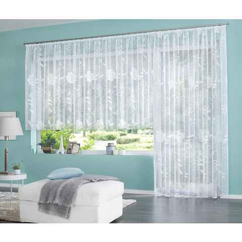 Gardine Maddy, my home, Kräuselband (1 St), transparent, Jacquard, Vorhang, Fertiggardine, Store, transparent