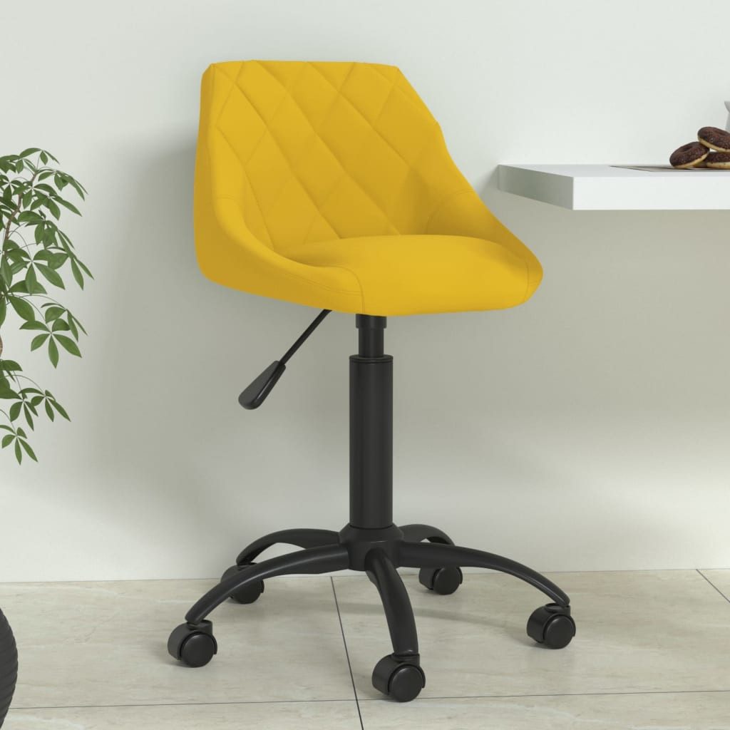 furnicato Esszimmerstuhl Verstellbarer Senfgelb 44x46x(67,5-79) cm (1 St), Drehbarer Samtsessel mit Gasdruckfeder und Rollen für das Büro