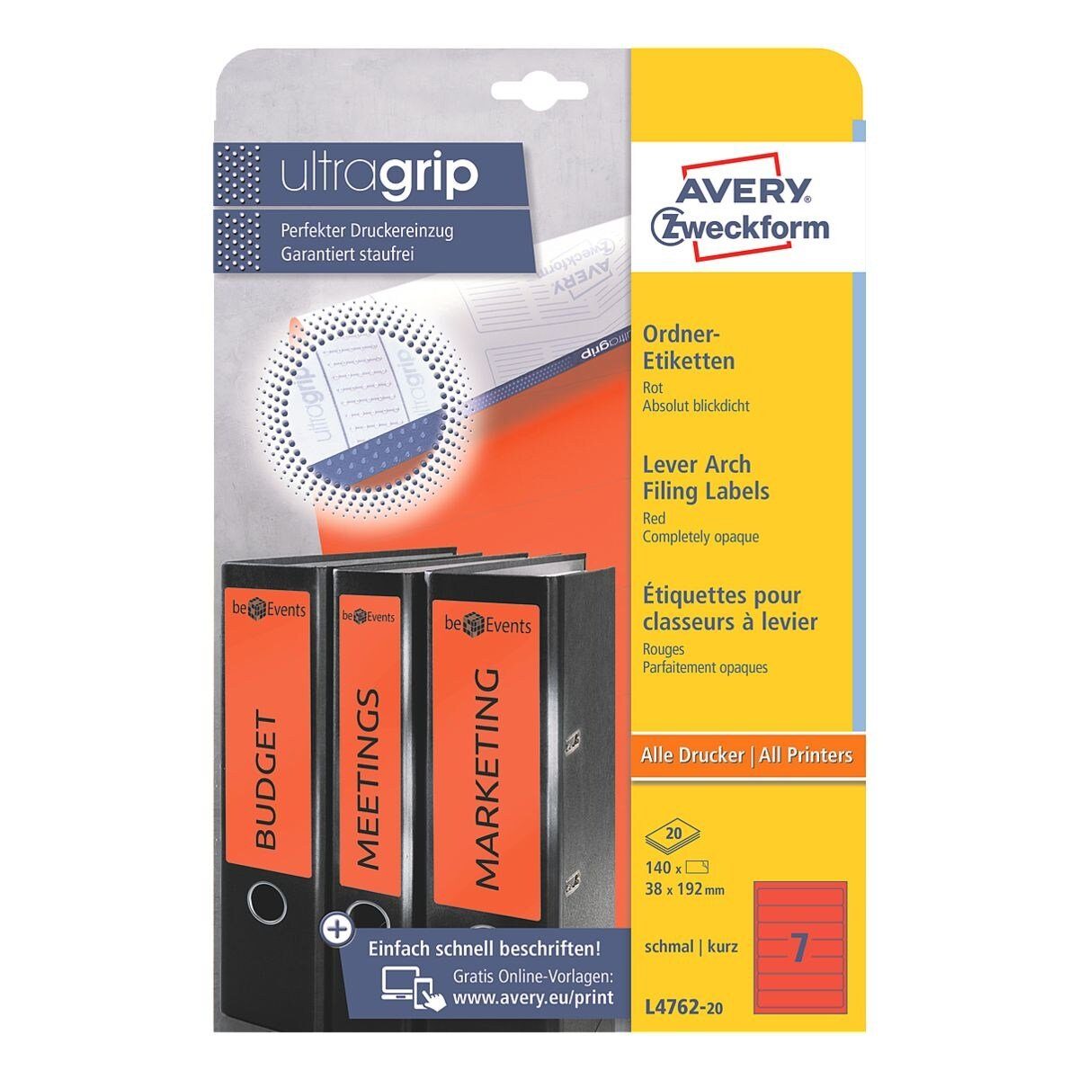 Thumbnail - Avery Zweckform Etiketten, 140 Stück, kurz/schmal (38x192 mm), selbstklebend, blickdicht