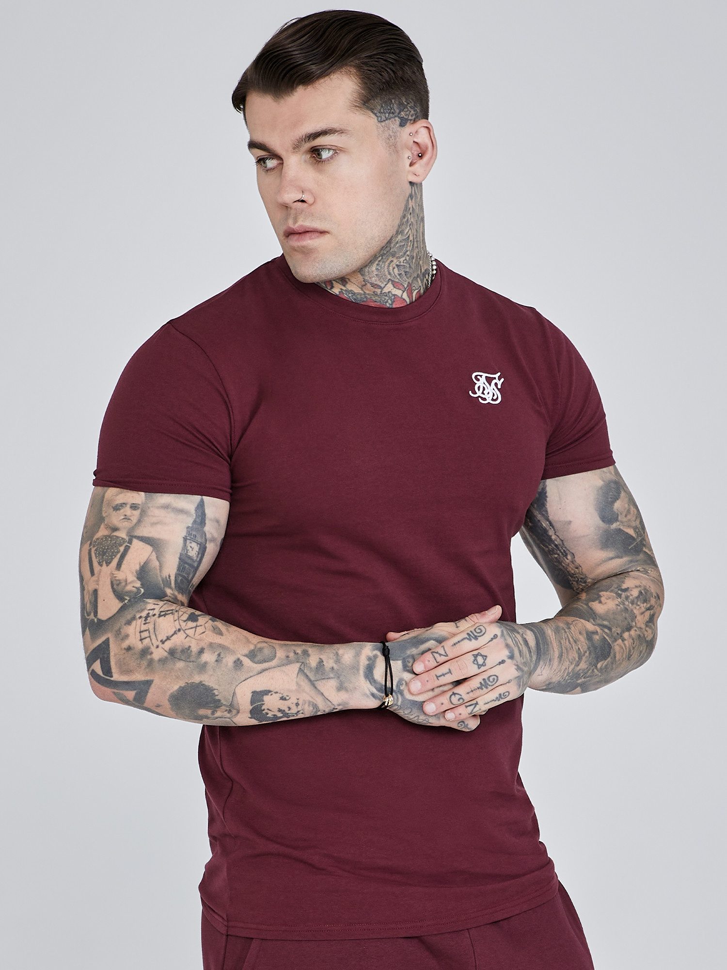 Siksilk T-Shirt SikSilk Herren Bordeaux Essentials T-Shirt günstig online kaufen