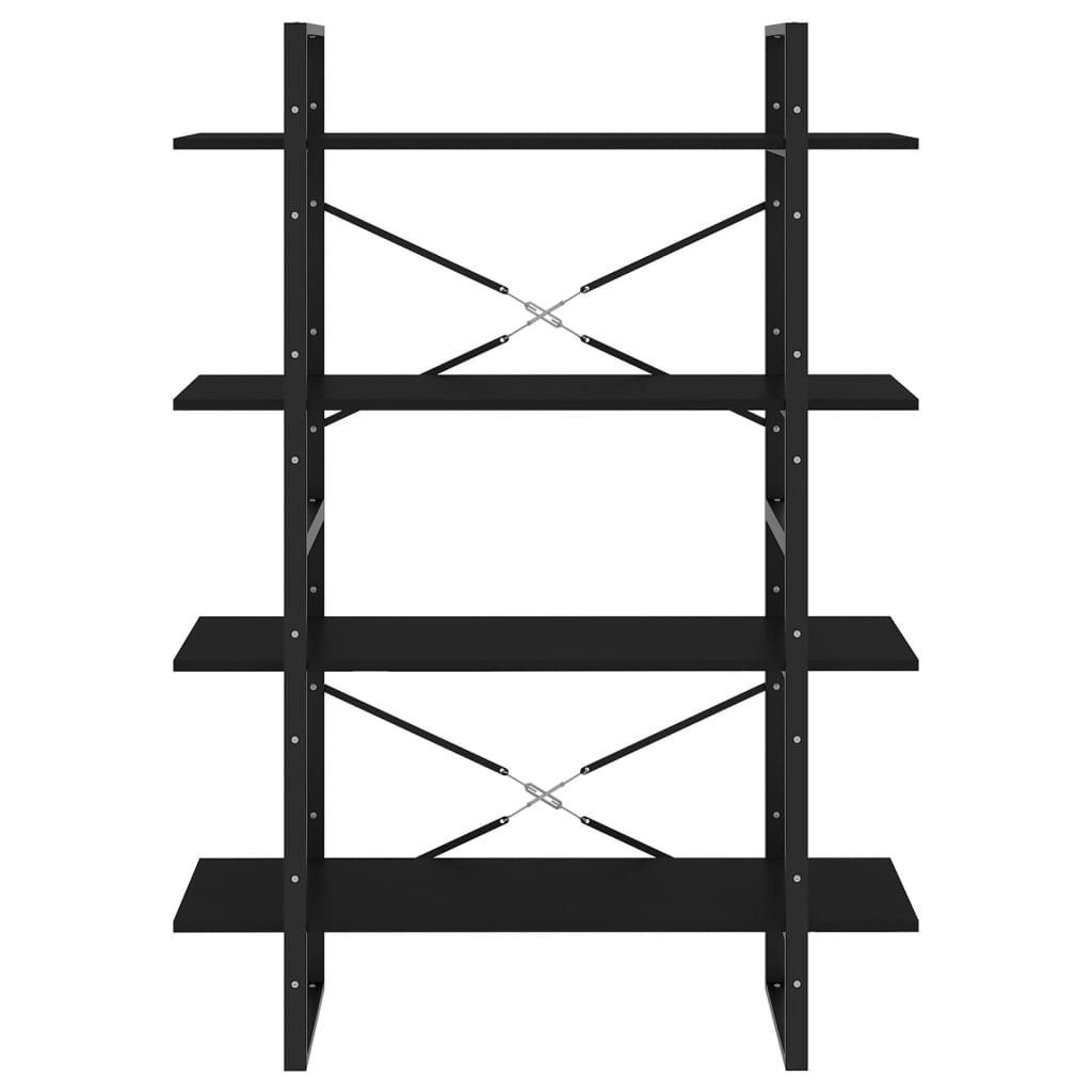 Schwarz 4 Fächer Holzwerkstoff Bücherregal 100x30x140 furnicato cm