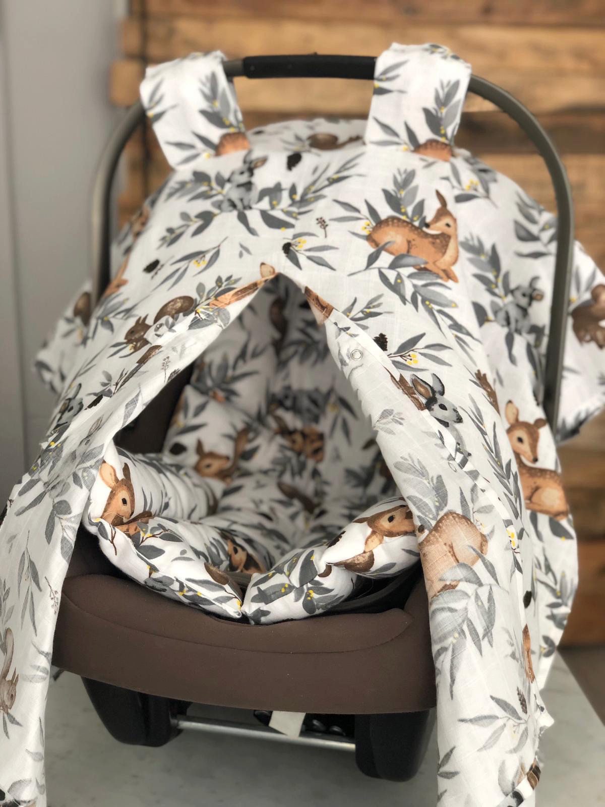 Baby Fancyroom Babyschale Babyschalen Set Sichtschutz Sitzauflage Einschlagdecke Maxi Cosi, ab: ab Geburt, (2-tlg., Sonnenschutz und kuschelige Sitzauflage), Musselin, Ersatz für Einschlagdecke