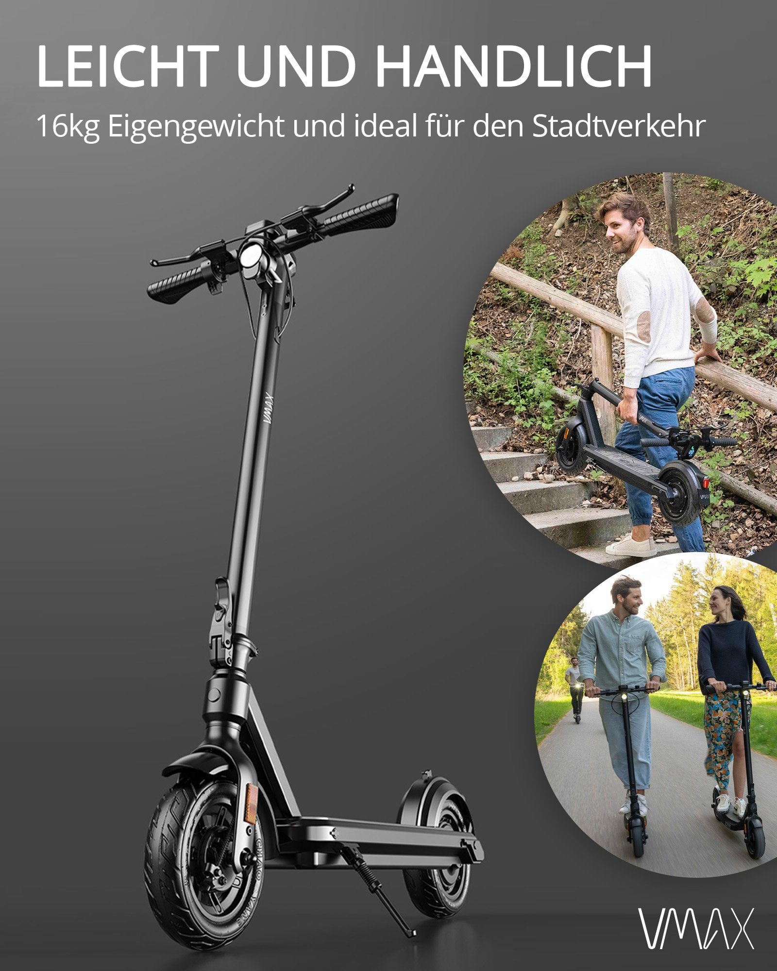 VMAX E-Scooter VX5 GT, 400,00 mit 20,00 W, klappbar km/h, Straßenzulassung