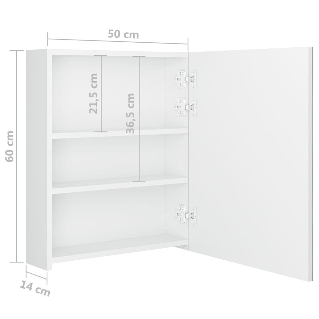 Spiegel LED-Bele LED-Bad-Spiegelschrank Hochglanz-Weiß vidaXL 50x14x60 cm Glänzendes Badezimmer Weiß