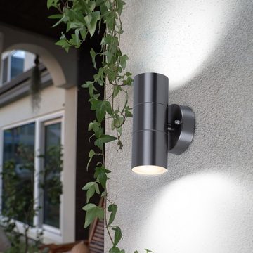 etc-shop Außen-Wandleuchte, RGB LED Außen Wand Leuchte Balkon Garten Fernbedienung UP