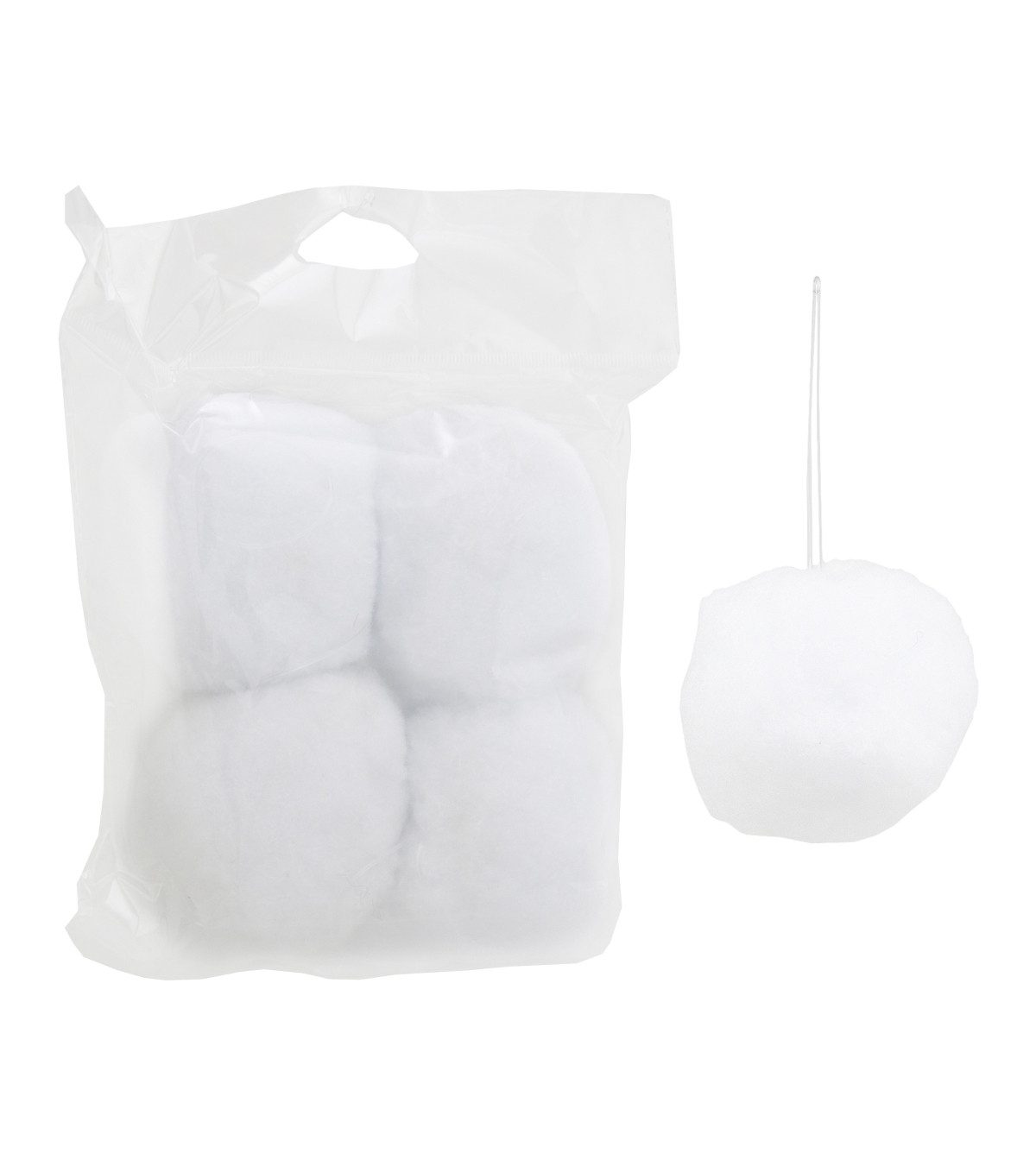 RIFFELMACHER & WEINBERGER Weihnachtsbaumkugel Schneeball Deko 4er Set zum Hängen, Ø 9 cm, Weiß