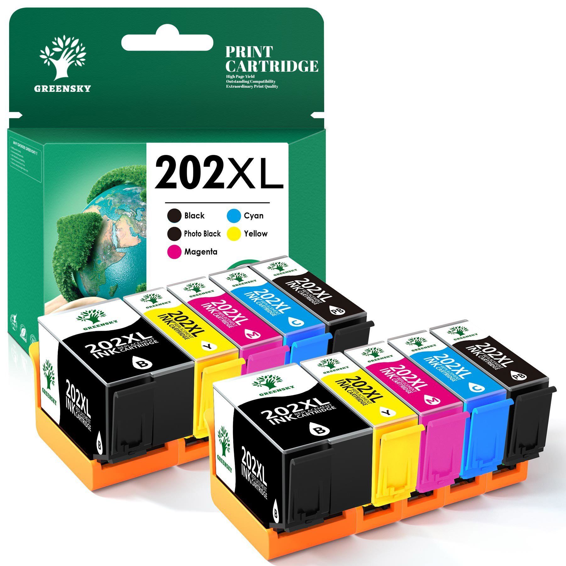 Greensky 10PK 202XL Kompatible für EPSON 202 Multipack XP-6000 6100 6105 6005 Tintenpatrone (XP-6000 XP-6005 XP-6100 XP-6105)
