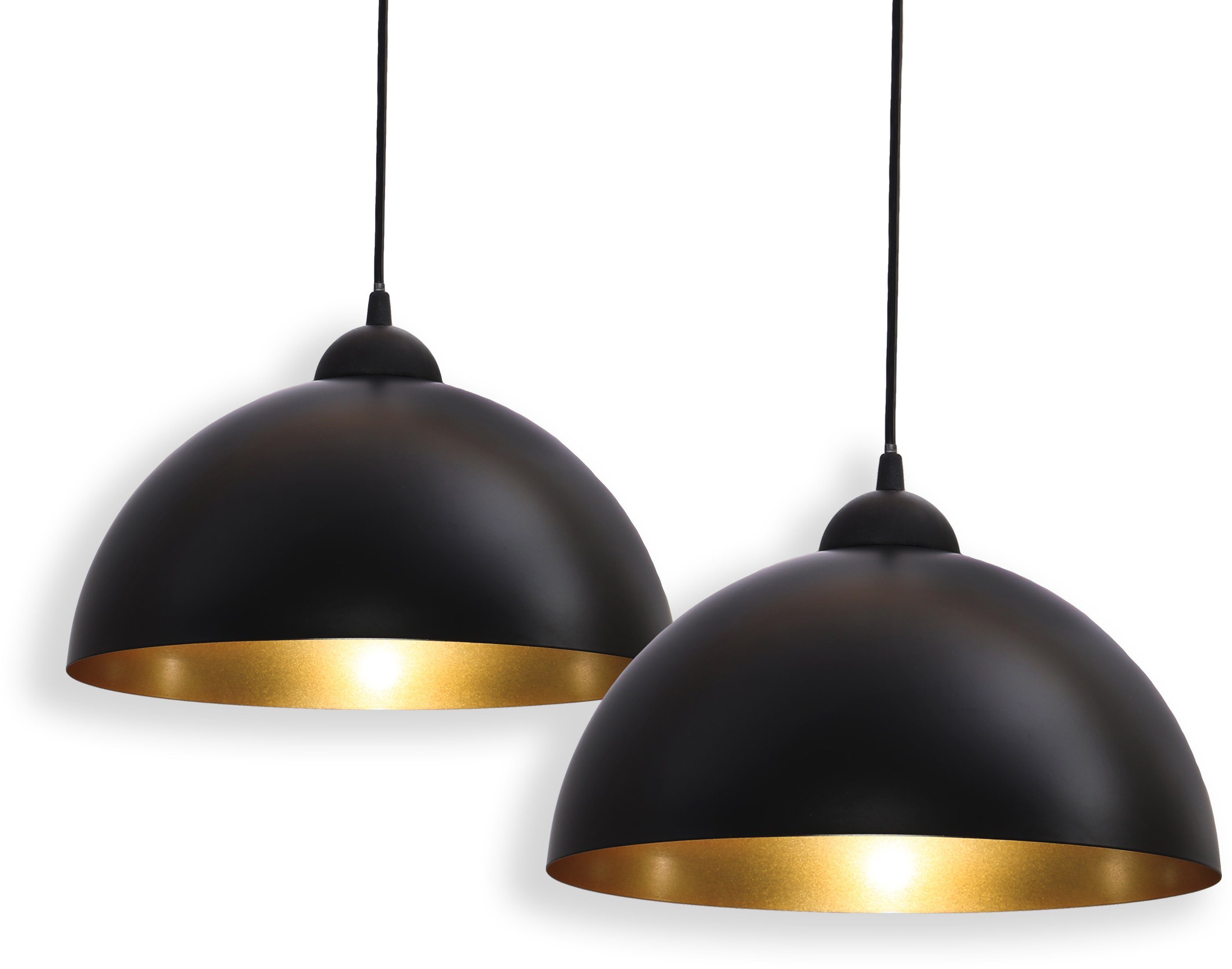 B.K.Licht E27 Küche Auriga, Pendelleuchte ohne Deckenlampe Design LED Leuchtmittel, schwarz-gold Hänge-Leuchte Hängelampe