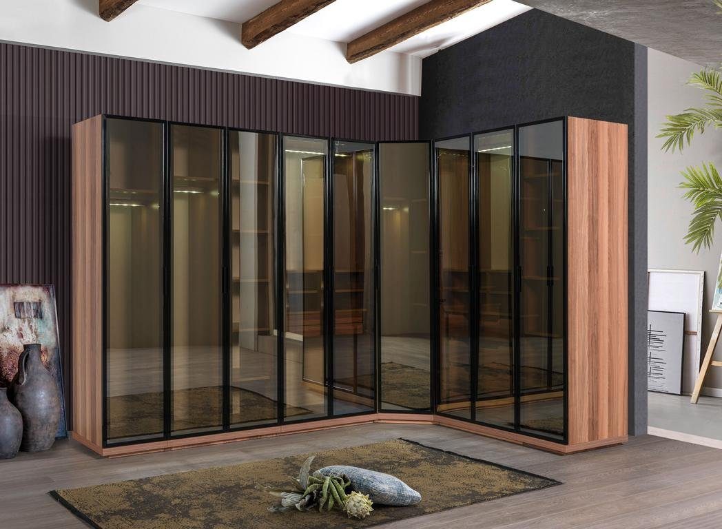 JVmoebel Eckschrank Schlafzimmer Eckschrank Schrank Modern Holz Kleiderschrank Neu braun Made in Europa