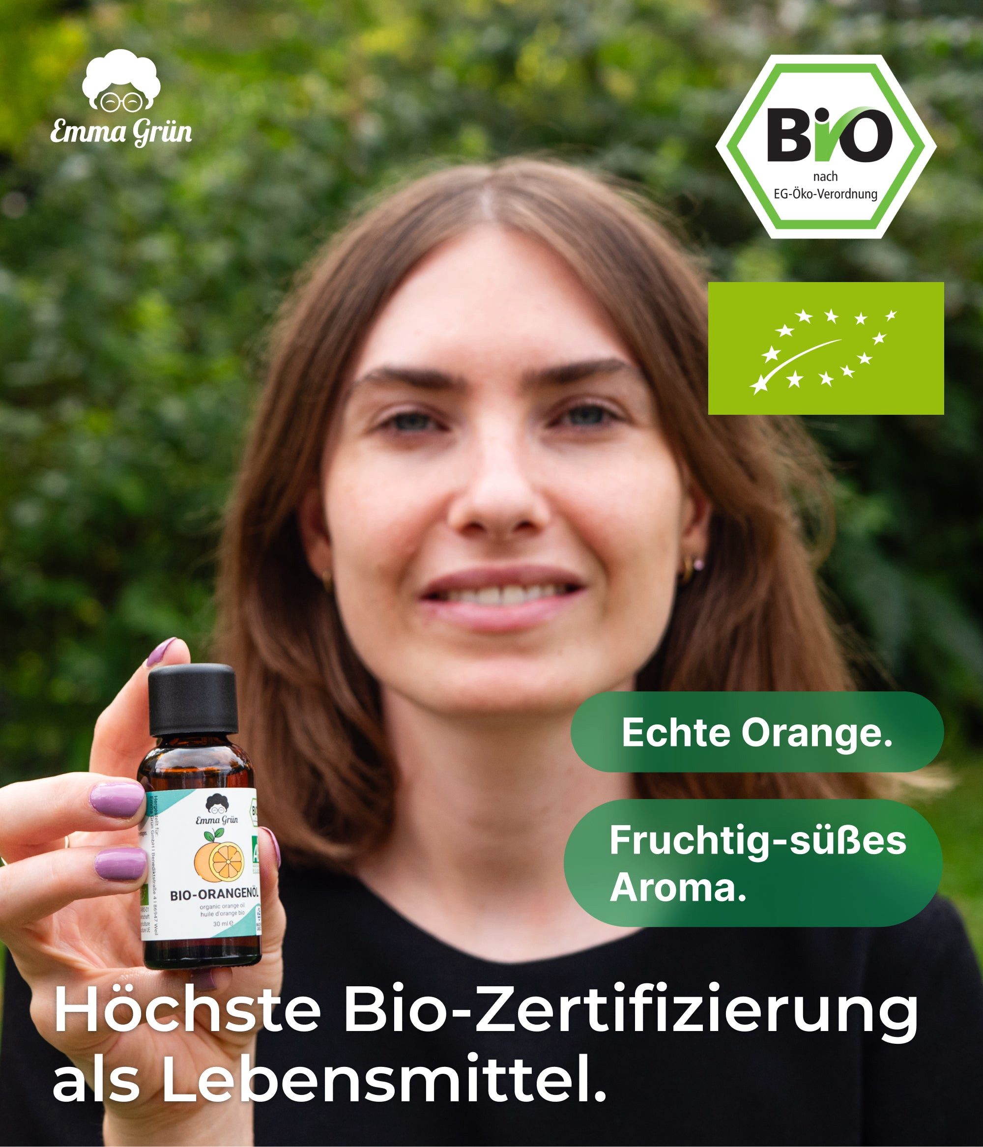 Emma Grün Duftöl Bio Orange 30 ml, ätherisch, naturrein & hochdosiert (Set, Je nach Auswahl: 1x, 2x oder 5x Bio Orangenöl 30 ml), Höchste Bio-Zertifizierung als Lebensmittel, naturrein & ohne Zusätze