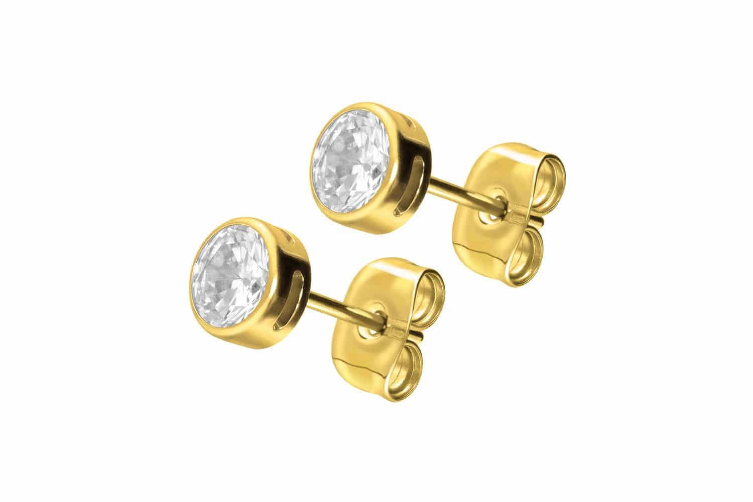 FILANGO Paar Ohrstecker Titan Ohrstecker EINGEFASSTER KRISTALL (Ohrstecker, 1-tlg)