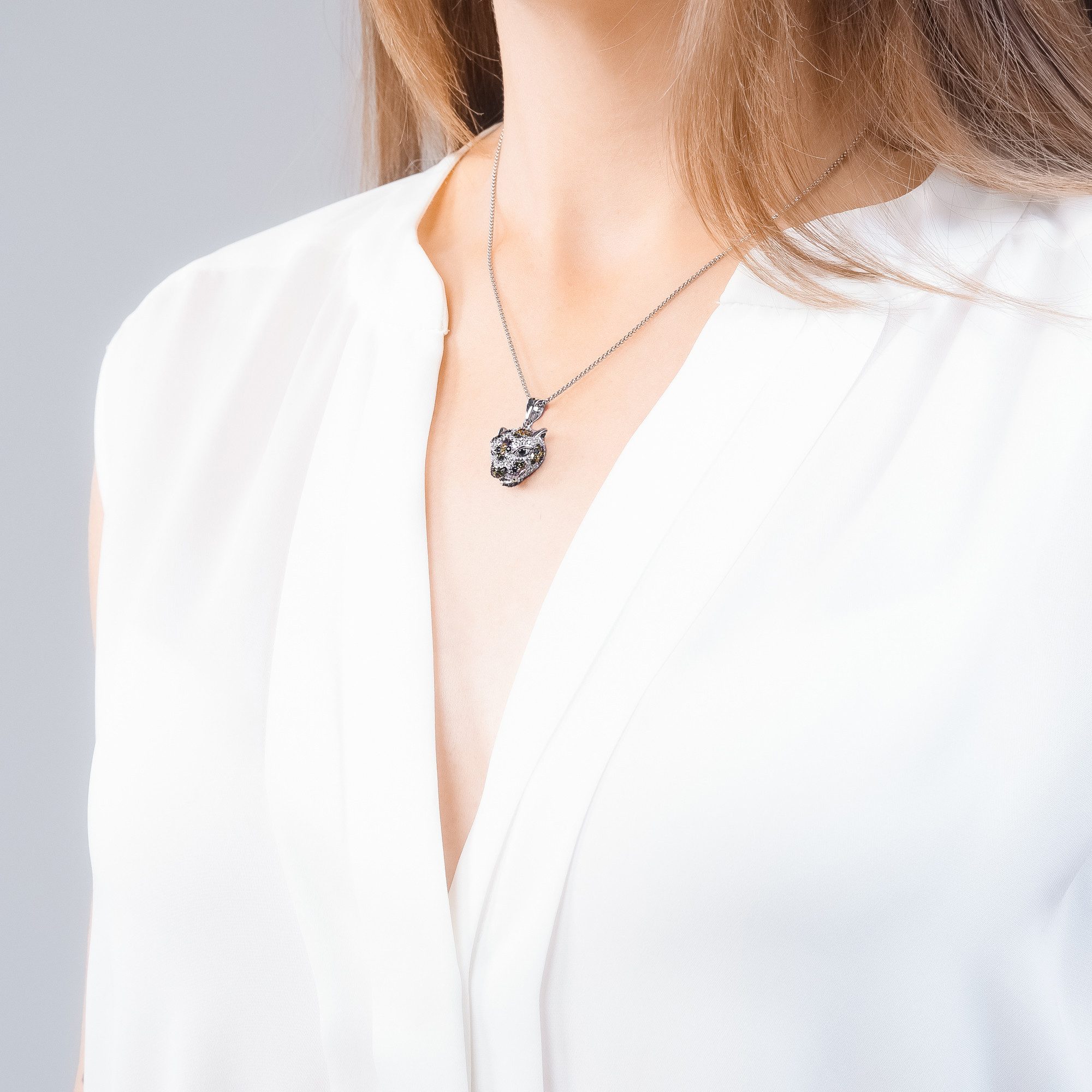 Seinerzeit FLORA & FAUNA Kettenanhänger Jack Jaguar Anhänger (1-tlg), Material: 925 Sterling Silber, rhodiniert, geschwärzt