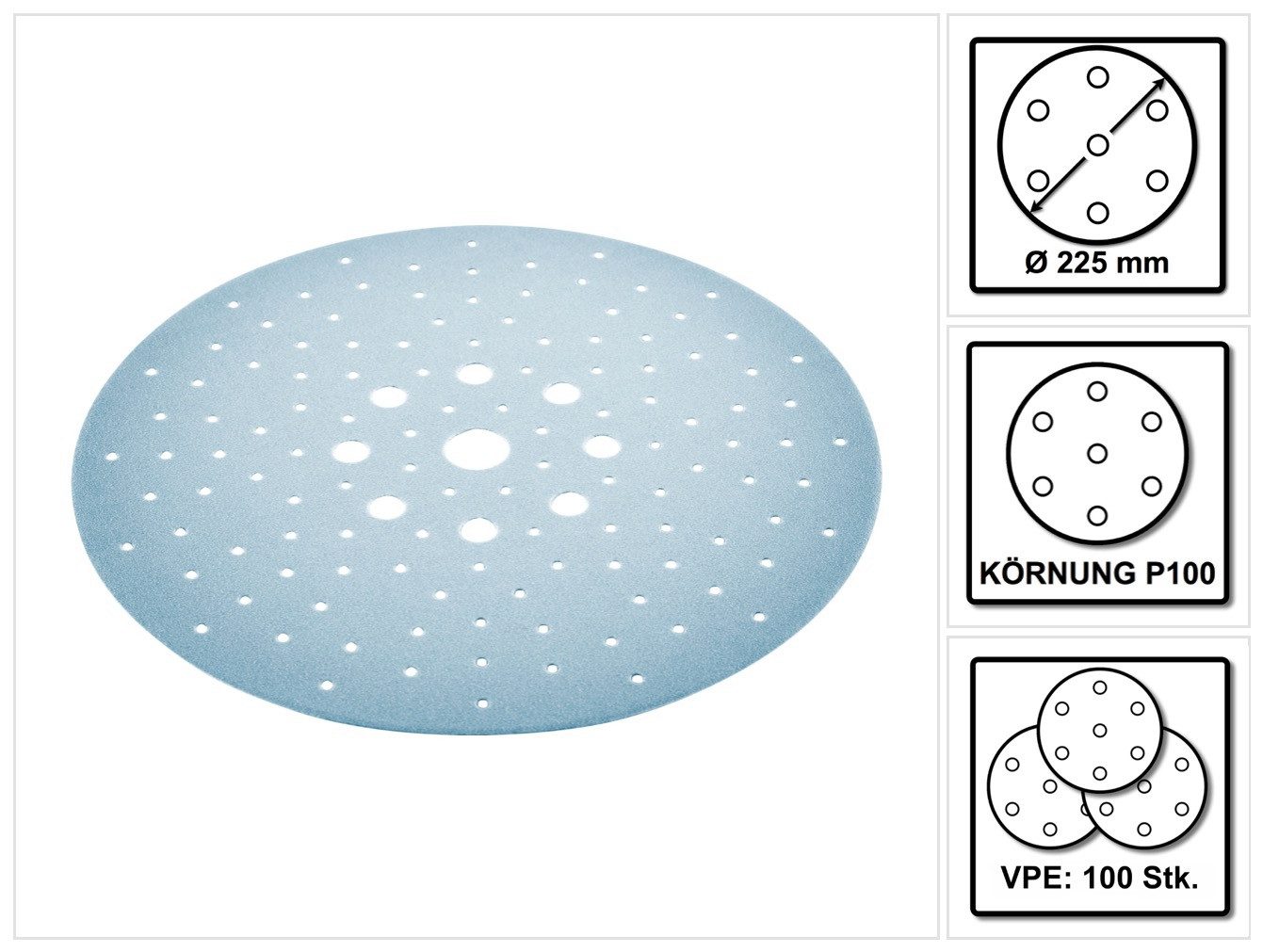 FESTOOL Schleifscheibe STF D225/128 Schleifscheibe Granat P100 225 mm 100 Stk. (4x 205656)