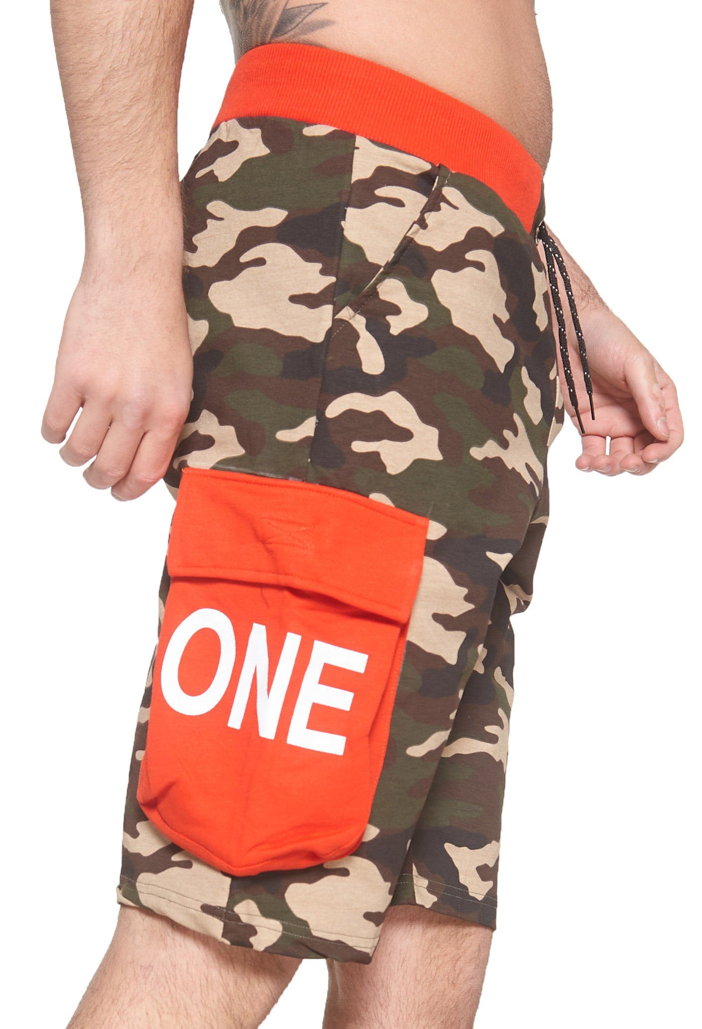 John Kayna Shorts Herren Shorts Bermuda Cargoshorts Camouglage Desig (Kurze Hose Bermudas Sweatpants, 1-tlg., im modischem Design) Fitness Freizeit Casual Rot