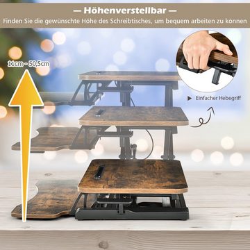 COSTWAY Schreibtisch höhenverstellbar, mit Tastaturablage, Tablet-Halter