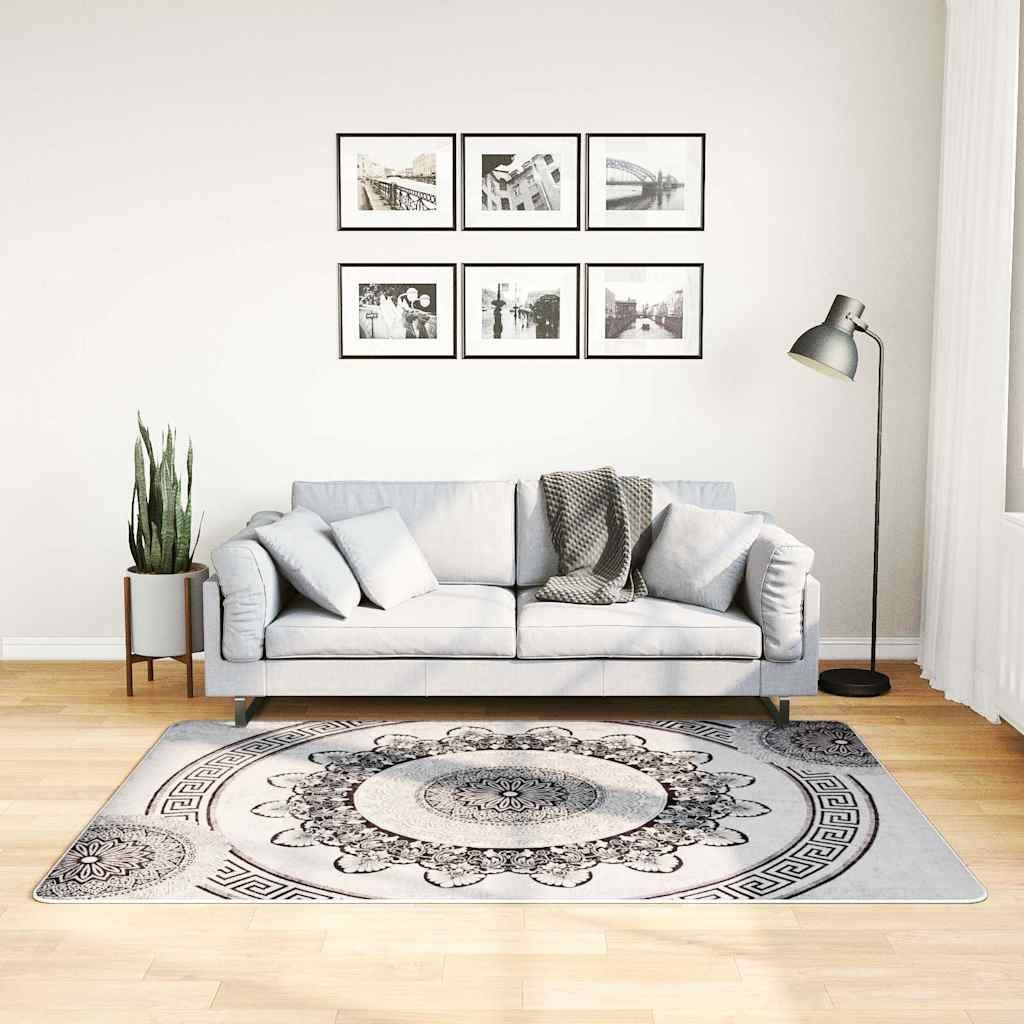 vidaXL Teppich Teppich Waschbar Schwarz und Grau 120x180 cm, Rechteckig