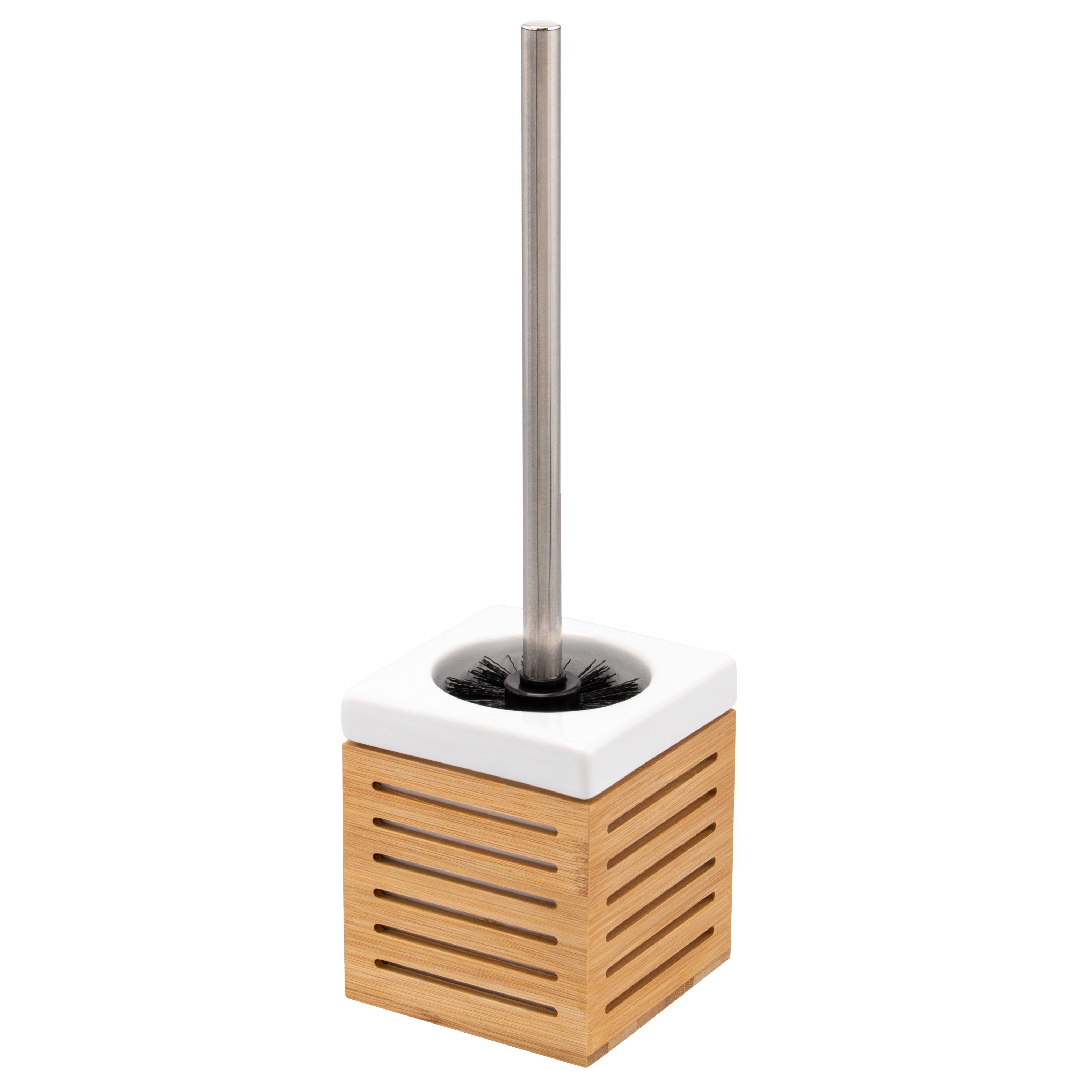 bremermann WC-Reinigungsbürste WC-Bürstenhalter, WC-Garnitur, Bambus, Keramik, weiß