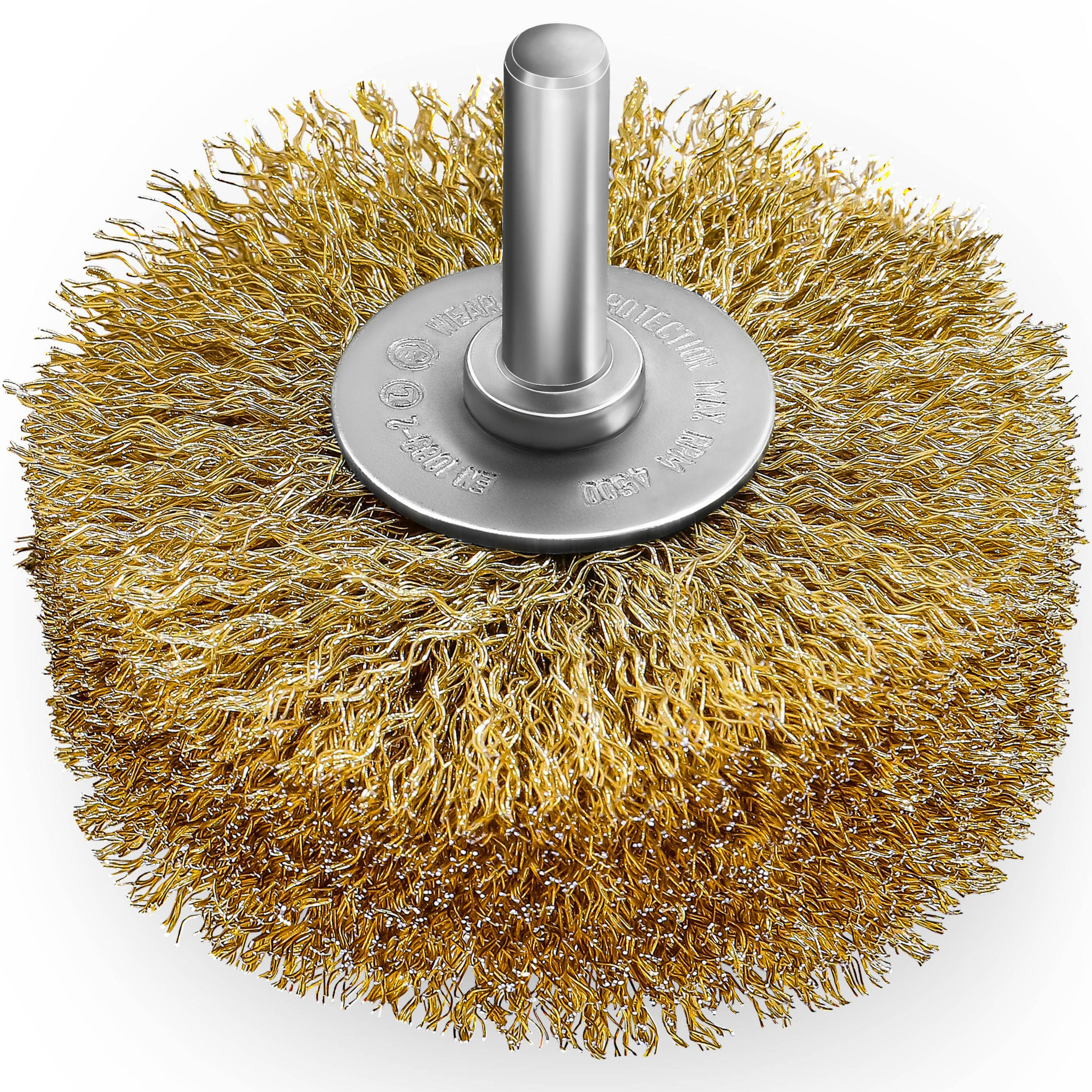 S&R Drahtbürste Stahldraht Rundbürste 80 mm x 35 mm, Holzstruktur-Bürste vermessingt, Winkelschleifer, (Set, Geeignet Spann-Bohrfutter ab mindestens 8 mm), gewellt, mit Rundschaft 8 mm,für Holz, Metall, Edelstahl, Kunststoffe