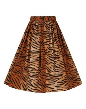 Hell Bunny A-Linien-Rock Tora 50's Skirt Retro Tiger Print Vintage Tellerrock
