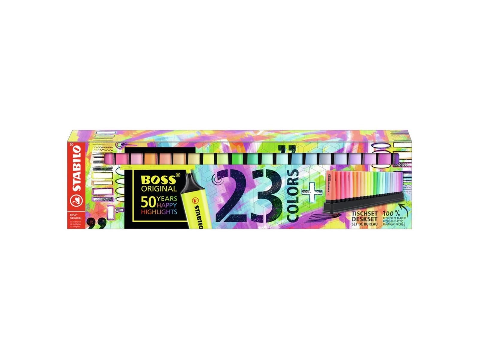 STABILO Marker STABILO BOSS Textmarker Jubiläum - 2+5 mm - 23er Tischset