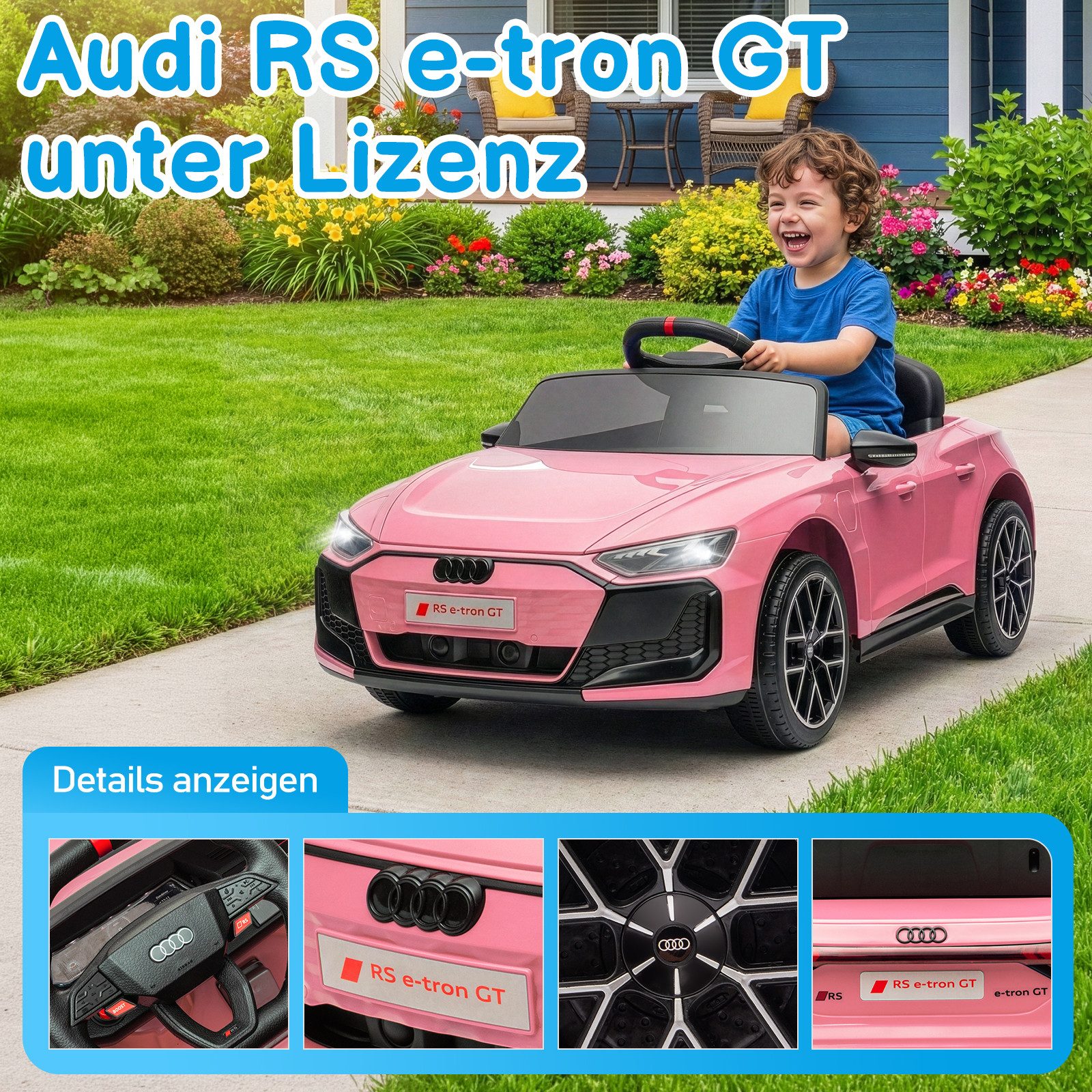 LALAHO Elektro-Kinderauto Elektro-Kinderauto Elektroauto Audi RS E-Tron GT, Sanfter Start