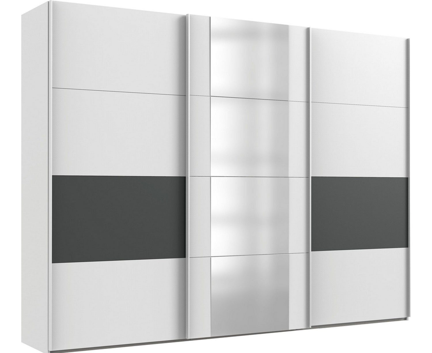 Wimex Kleiderschrank Barmbek weiß 1-St., Schwebetürenschrank) 313cm 3-türiger Spiegel graphit (Barmbek