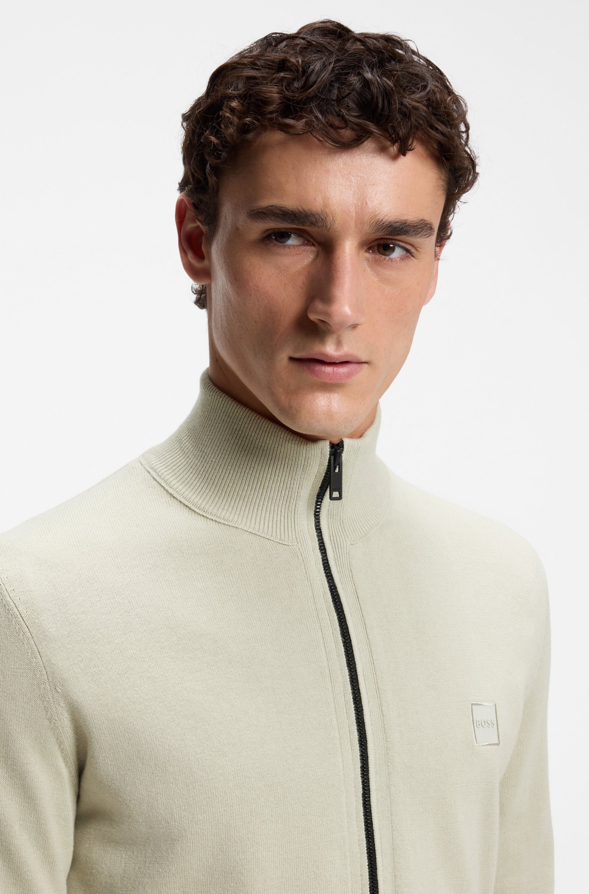 BOSS ORANGE Strickjacke Kanozip Full Zip Cardigan mit Reißverschluss