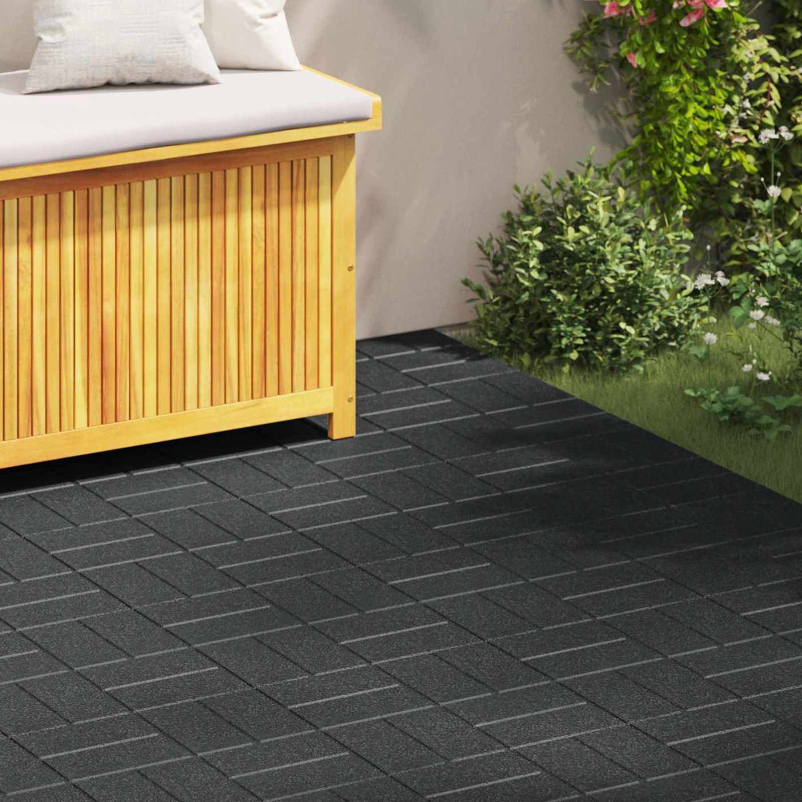 vidaXL Trittsteine Gehwegstein 6 Stk. Schwarz 40,5 x 40,5 x 2 cm Gummi, 40.5x40.5 cm, 6-St. – Bild 2 von 5