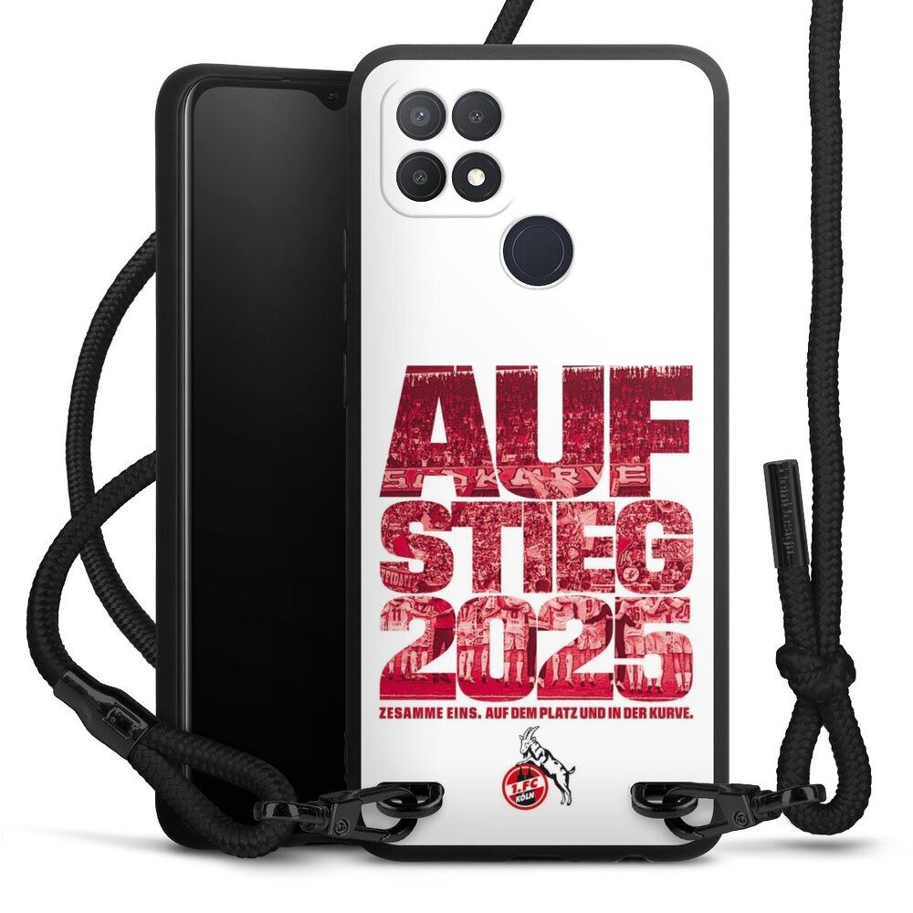 DeinDesign Handyhülle 1. FC Köln Aufstieg Offizielles Lizenzprodukt 1. FC Köln Aufstieg 2025, Oppo A15 Premium Handykette Hülle mit Band Case zum Umhängen