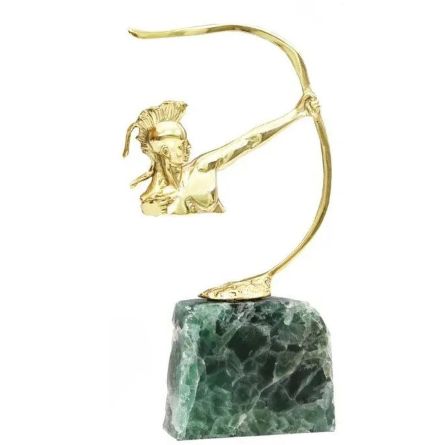 Quality Elegance Skulptur Goldene Bogenschütze Figur mit Smaragd Sockel