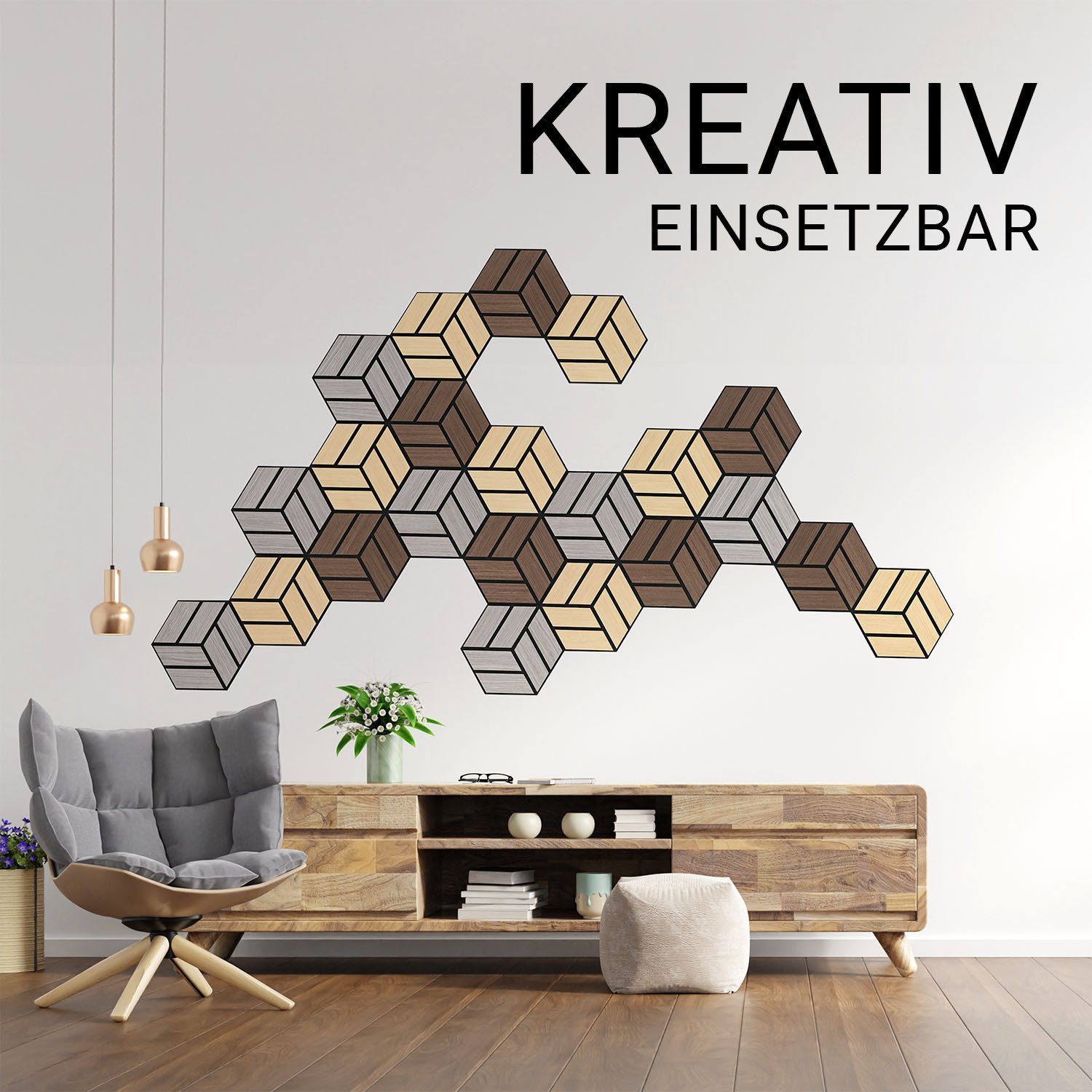 Homestyle4u Wandpaneel Wand je 30x26 Hexagon Akustikpaneele Holz Schallschutz Filz modern, (Spar-Set, 20-tlg., 20er Set Akustikpaneele) 3D Akustik Paneel Wandpa – Bild 5 von 5