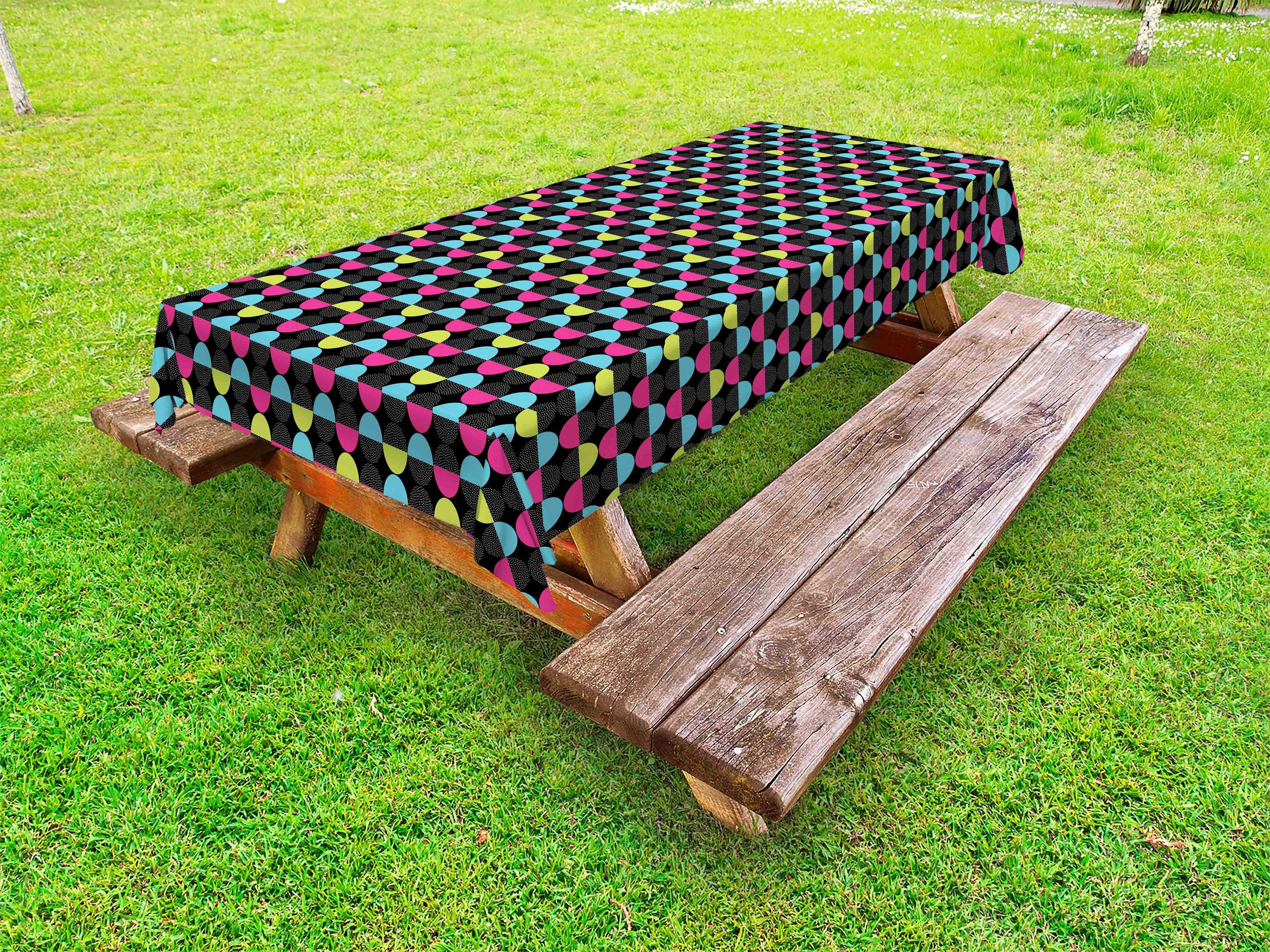 Abakuhaus Tischdecke dekorative waschbare Picknick-Tischdecke, Modern Gepunktete und bunte Runde