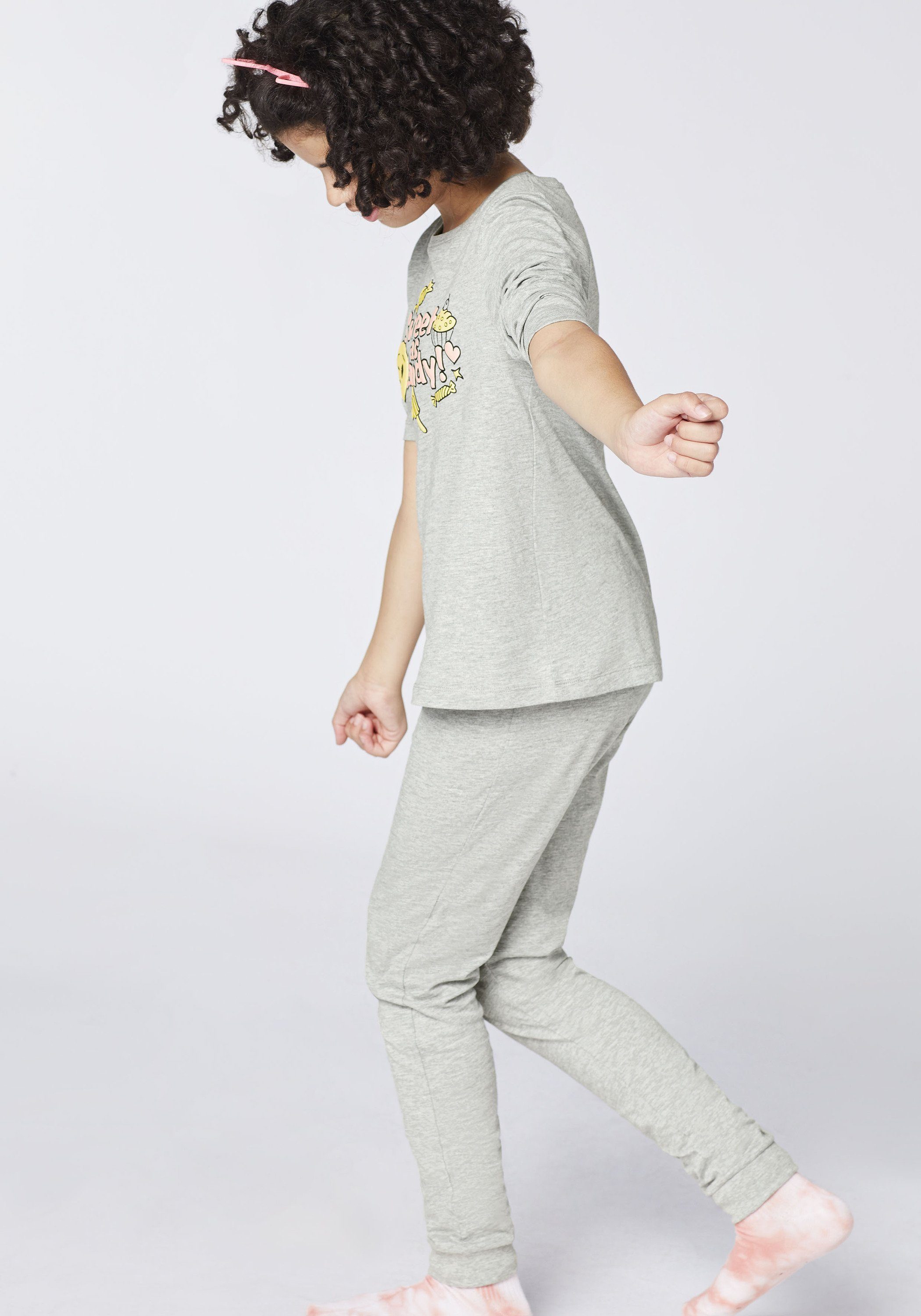 Emoji Pyjama mit Print-Langarmshirt und Hose (Set, 2 tlg)