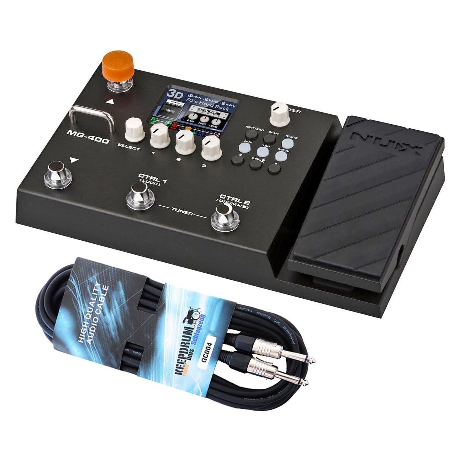 E-Gitarre Nux MG-400 Multi-Effektgerät für Gitarre mit Kabel