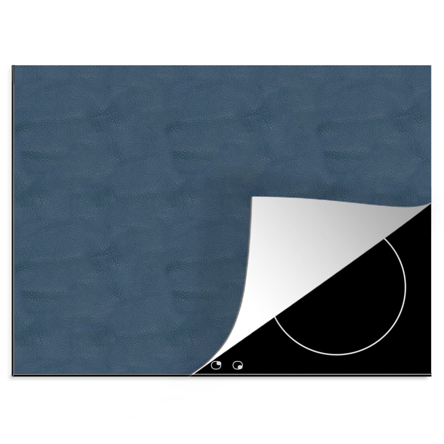 MuchoWow Herdblende-/Abdeckplatte Induktionsschutz - Leder - Blau - Tierfell, Vinyl, (1 tlg), 60x52 cm, Mobile Arbeitsfläche nutzbar, Ceranfeldabdeckung | Herdabdeckplatten