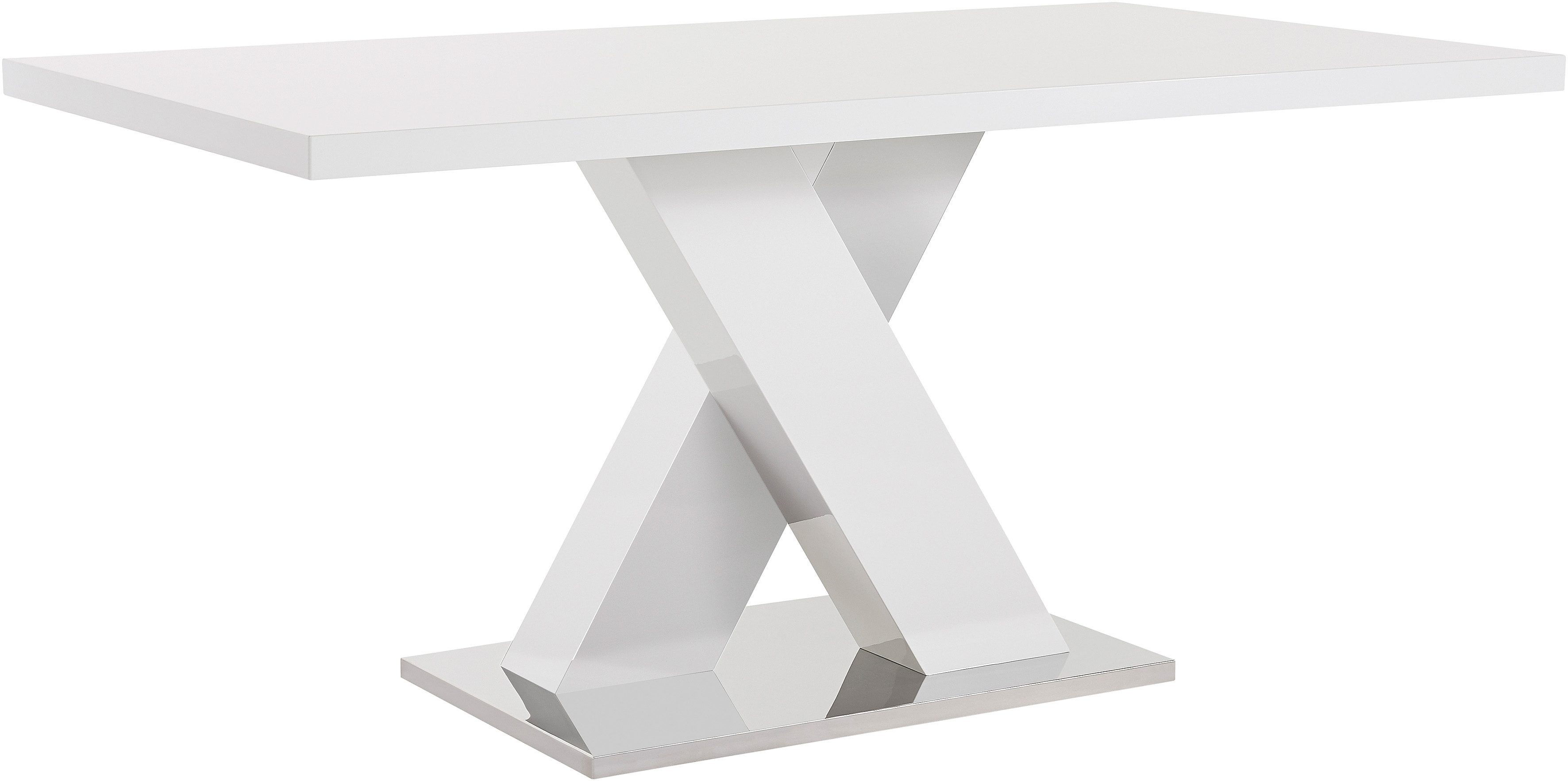 OTTO home Esstisch Ali, TOPSELLER! Modernes Design (Tisch, Küchentisch, OTTOs Choice), Breite 160 cm, weiß Hochglanz, Bodenplatte aus Metall