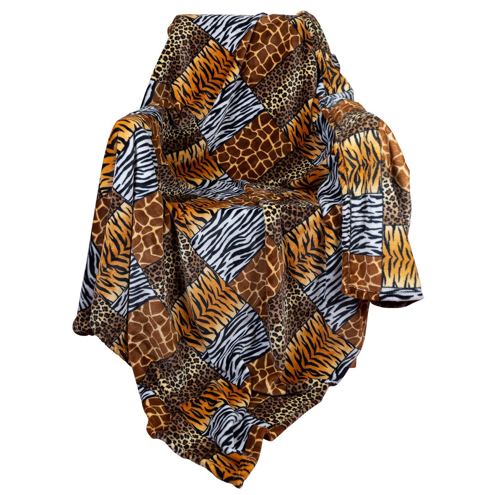 Wohndecke Tiermotiv Afrika flauschig weiche Kuscheldecke, Trendyshop365, 15 günstig online kaufen