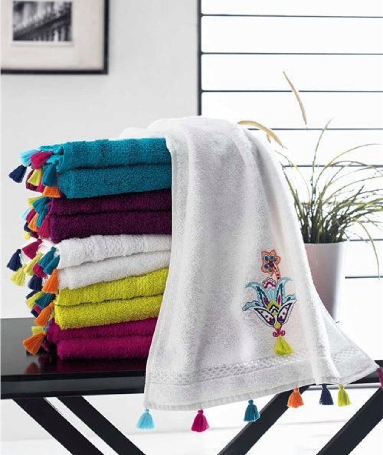 Baby Fancyroom Badetuch STYLE UP HAND- UND BADETUCH SET QUASTEN 100% BAUMWOLLE, aus 100% Baumwolle