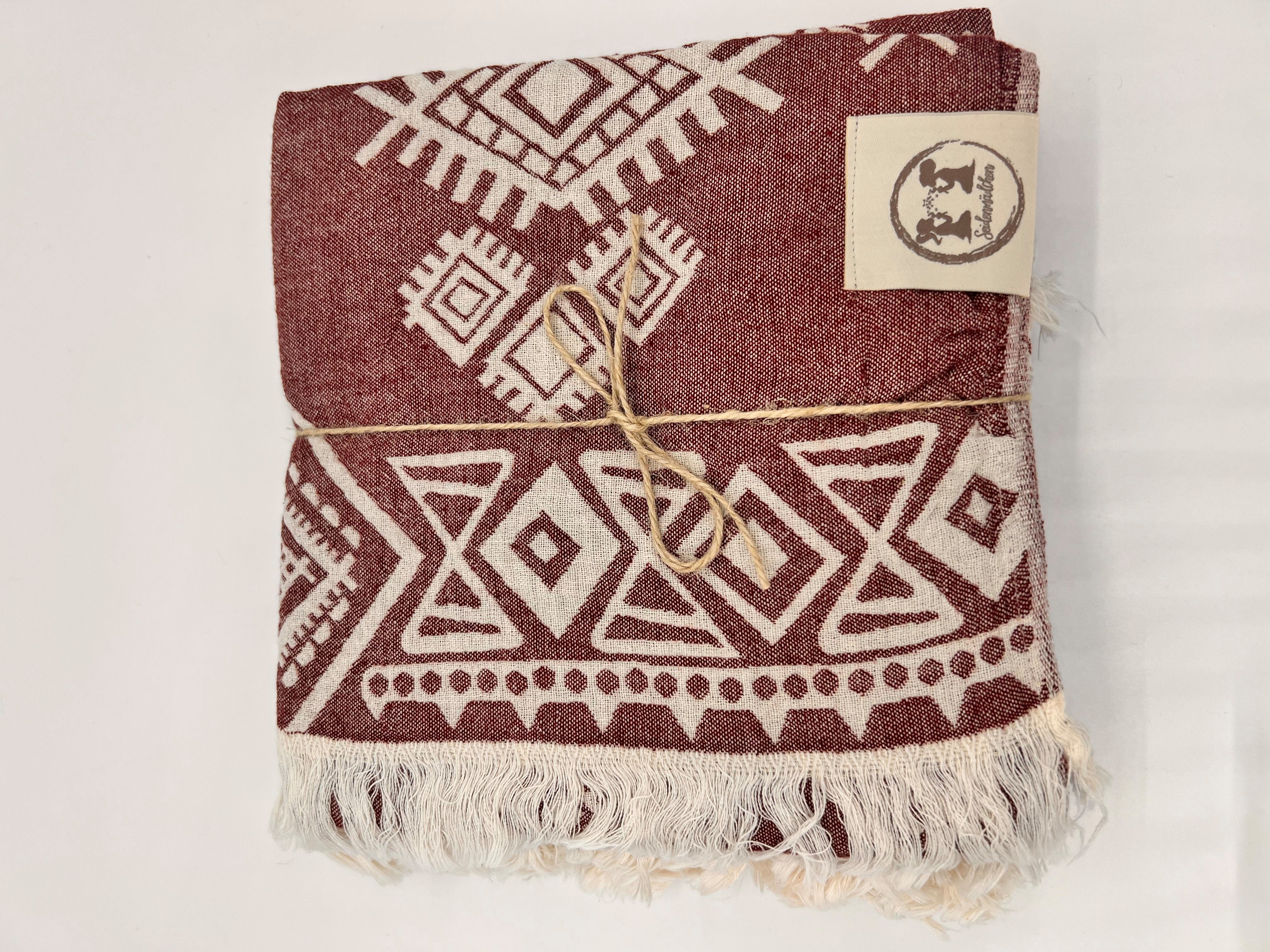 Seidenmädchen Muster mit Ornament AMSTERDAM 100% Baumwolle Peshtemal Multifunktionstuch 50*90cm, aus Türkis