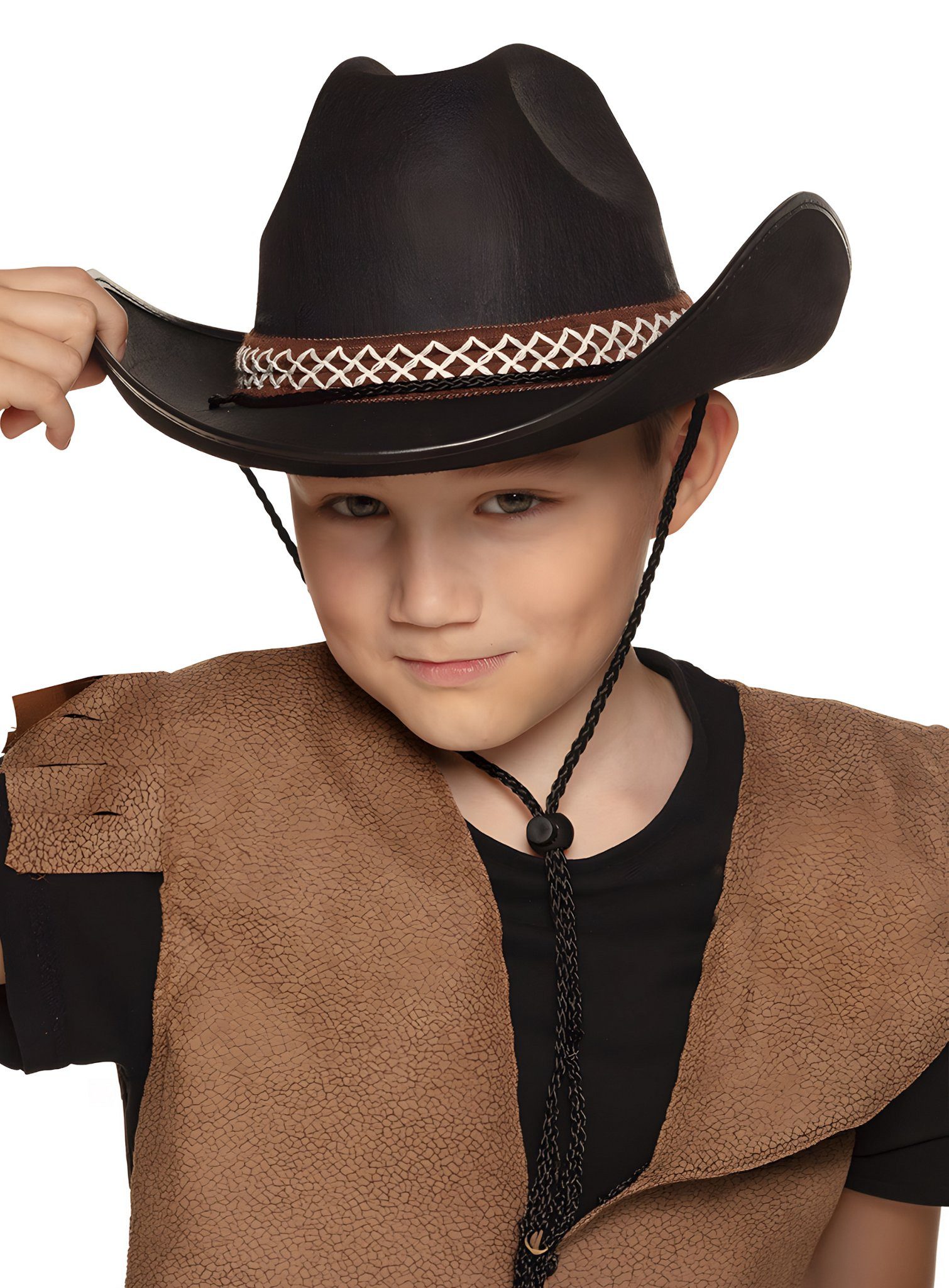 Boland Cowboy-Kostüm Kinder Western Cowboy Hut Kostüm Zubehör Fasching, Robuster Westernhut passend zum Cowboy Kinderkostüm