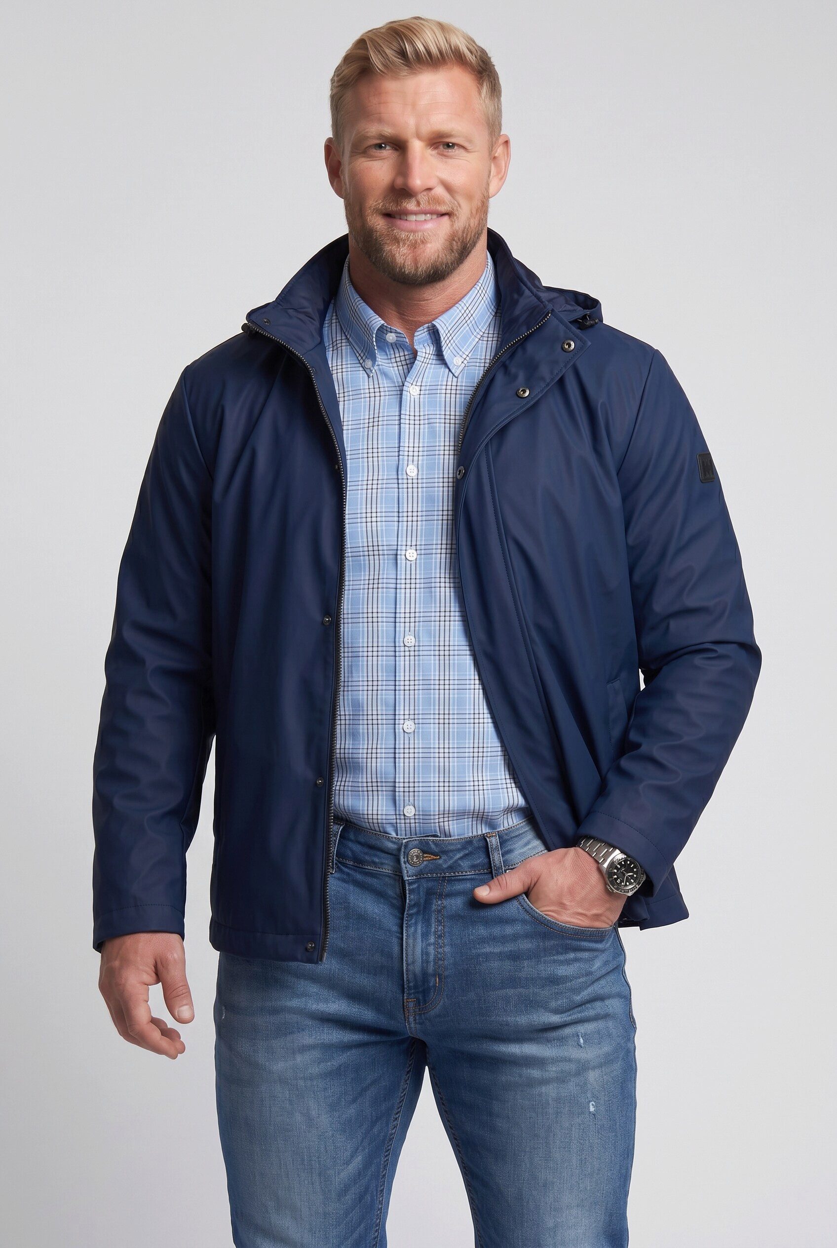 Men Plus Funktionsjacke Jacke abnehmbare Kapuze – Bild 3 von 4
