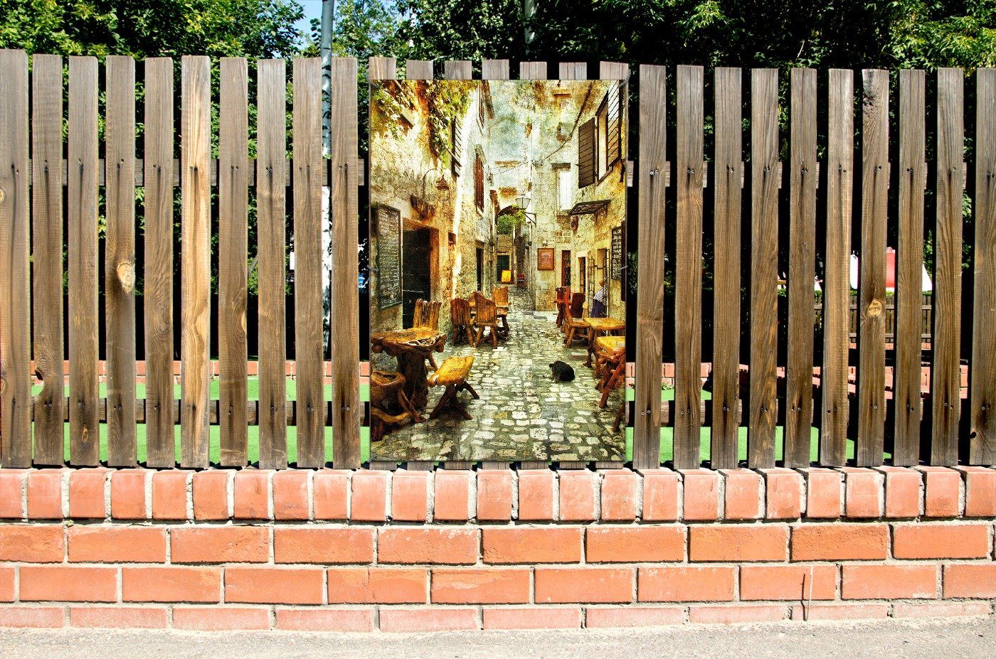 Wallario Sichtschutzzaunmatten Italienische kleine Gasse