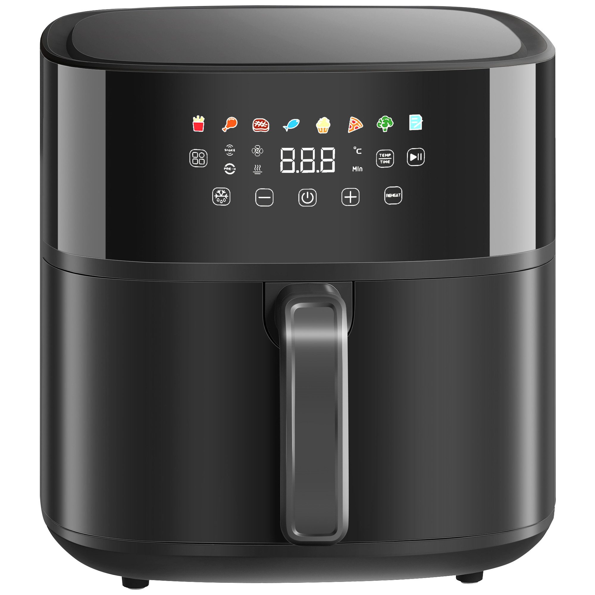 HOMCOM Doppelzone Heißluftfritteuse 8 Liter, 2400W – Mit 2 Körben, 10 Programmen & Digitaler Steuerung, Schwarz